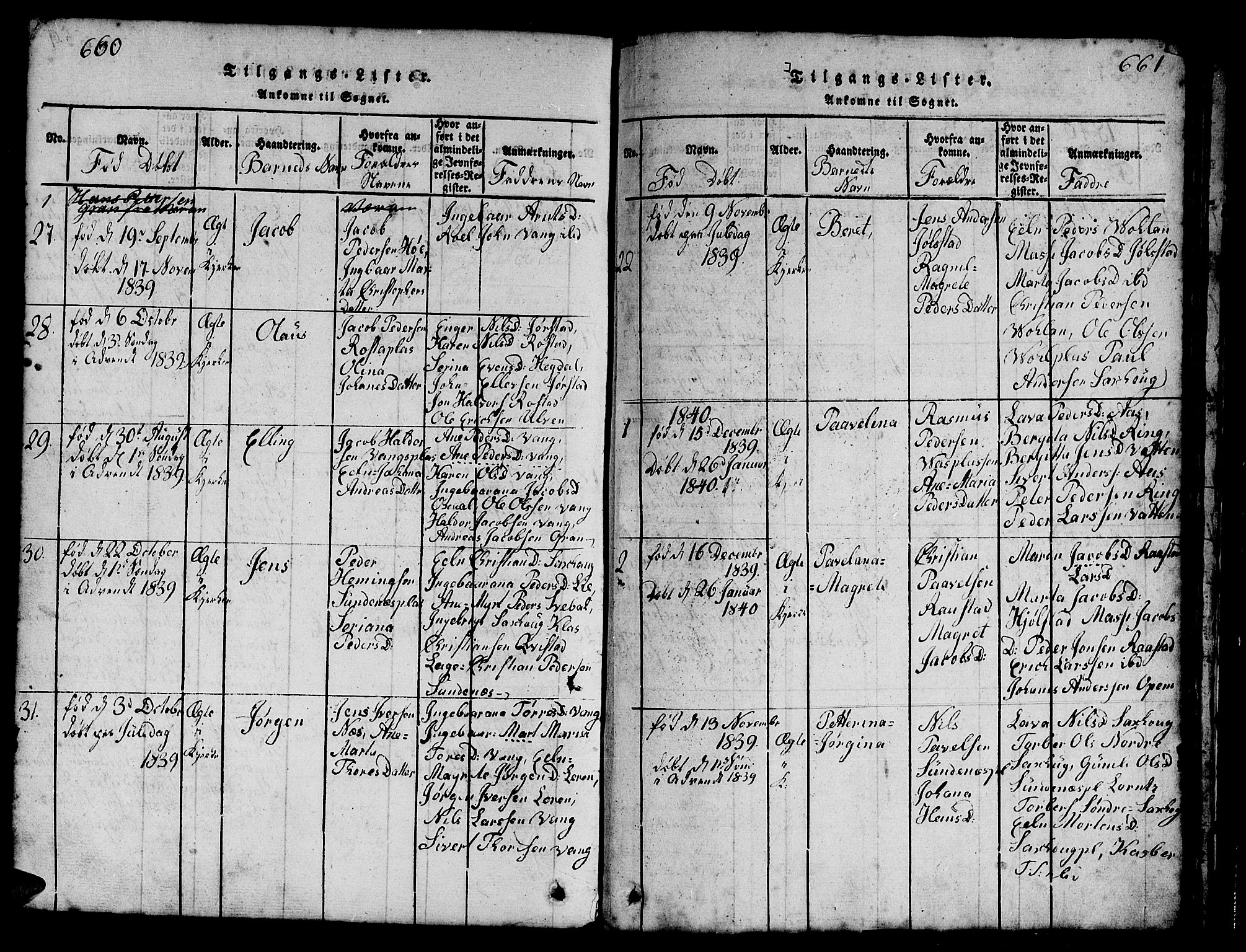 Ministerialprotokoller, klokkerbøker og fødselsregistre - Nord-Trøndelag, SAT/A-1458/730/L0298: Klokkerbok nr. 730C01, 1816-1849, s. 660-661