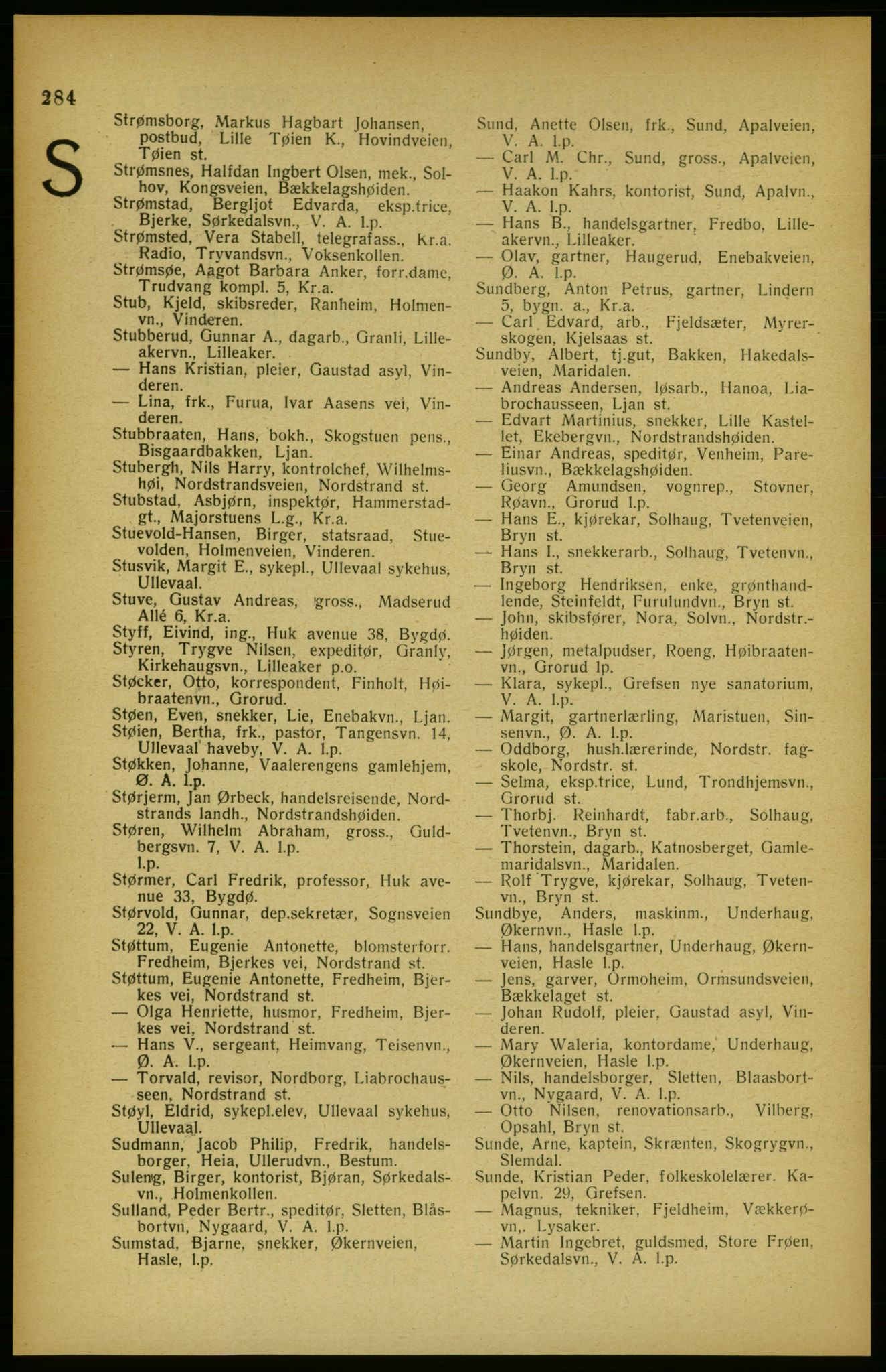 Aker adressebok/adressekalender, PUBL/001/A/002: Akers adressekalender, 1922, s. 284