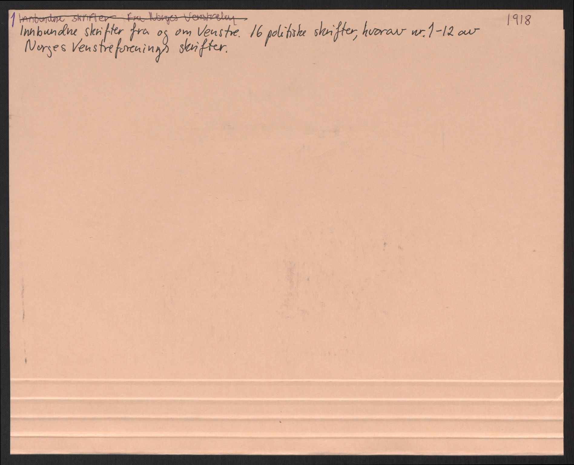 Venstres Hovedorganisasjon, RA/PA-0876/X/L0001: De eldste skrifter, 1860-1936, s. 1