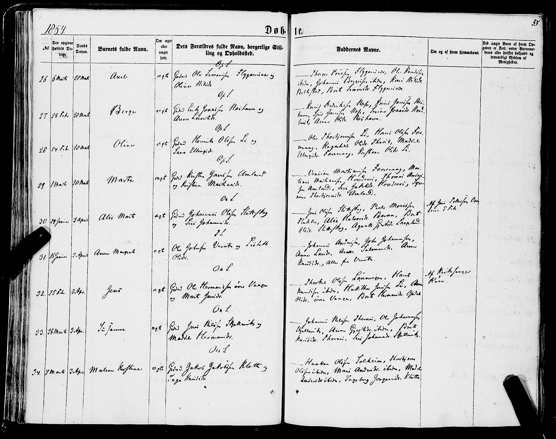 Tysnes sokneprestembete, AV/SAB-A-78601/H/Haa: Ministerialbok nr. A 11, 1860-1871, s. 55