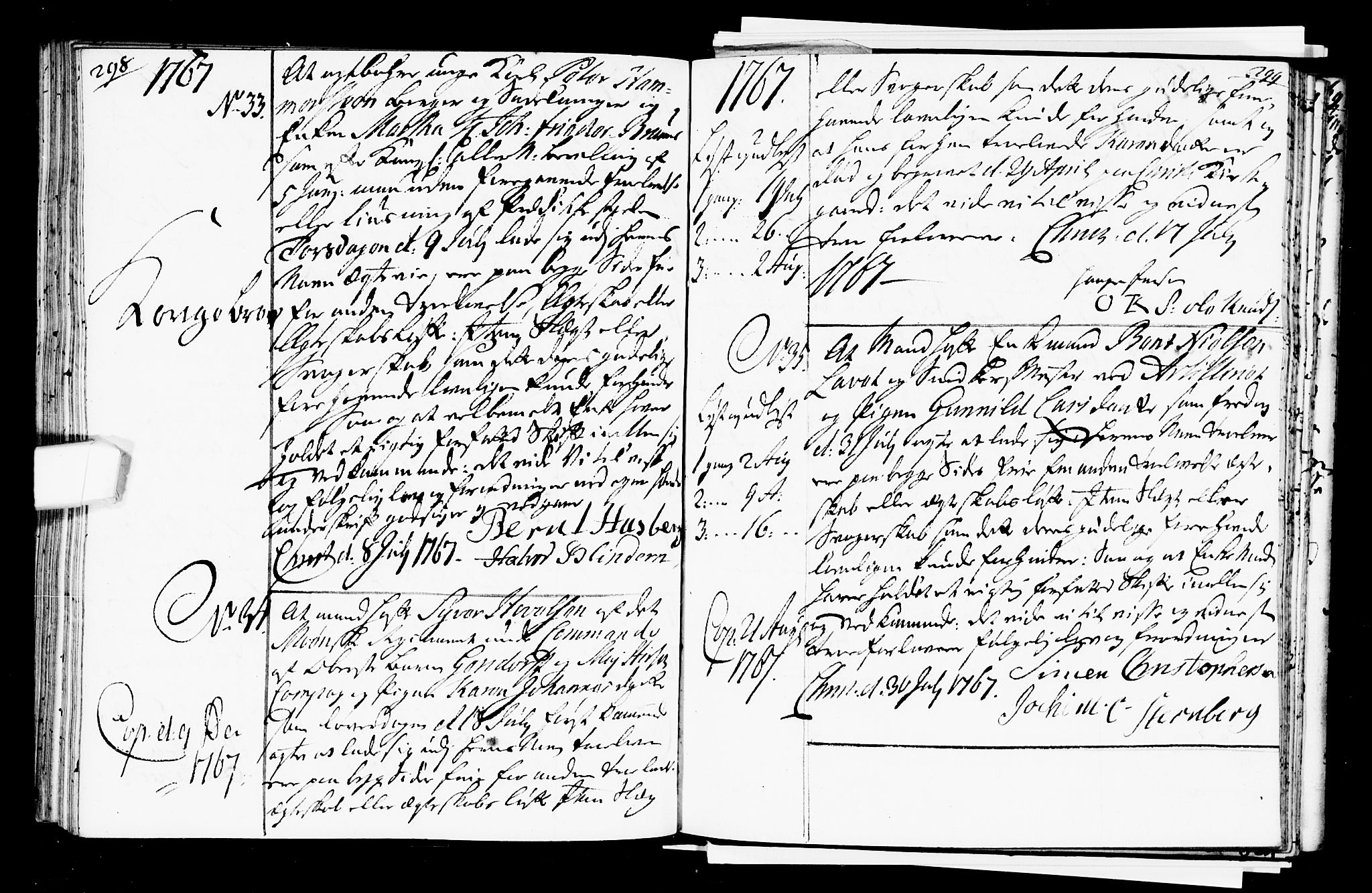 Oslo domkirke Kirkebøker, AV/SAO-A-10752/L/La/L0008: Forlovererklæringer nr. 8, 1759-1769, s. 298-299