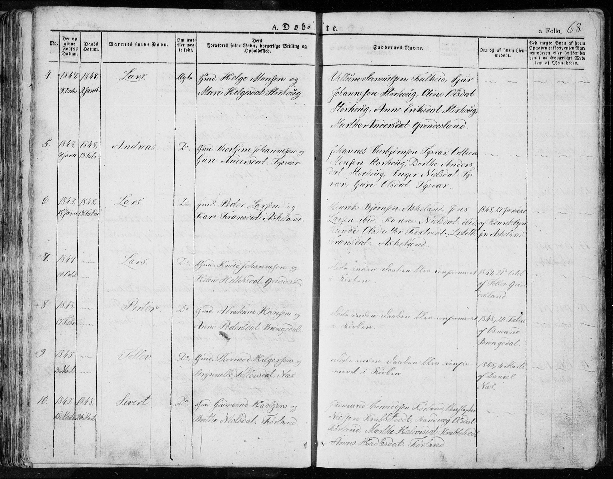 Tysvær sokneprestkontor, SAST/A -101864/H/Ha/Haa/L0001: Ministerialbok nr. A 1.1, 1831-1856, s. 68