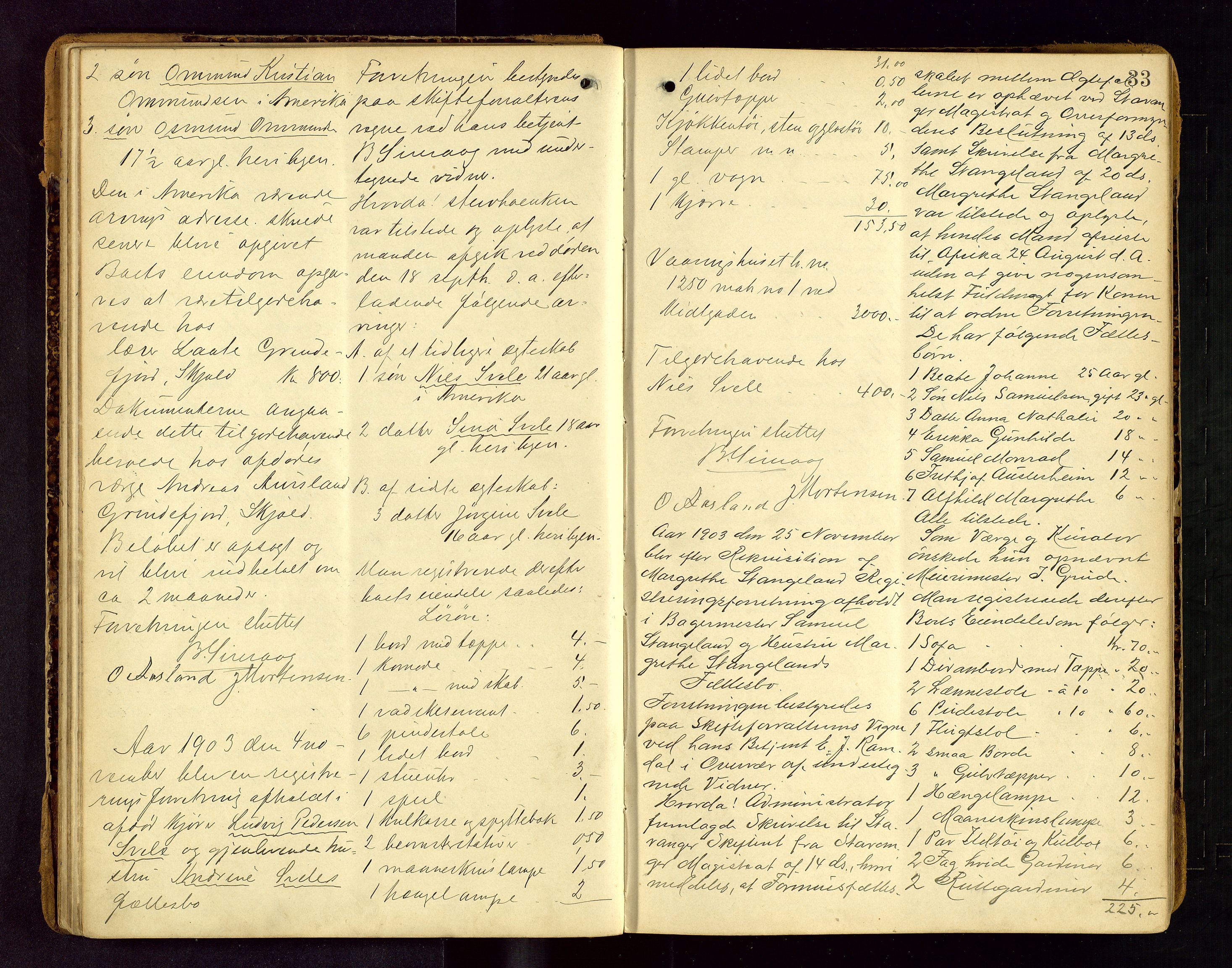 Stavanger skifteforvalter, AV/SAST-A-101412/001/5/53/533BA/L0002: Registreringsprotokoll, 1902-1914, s. 33