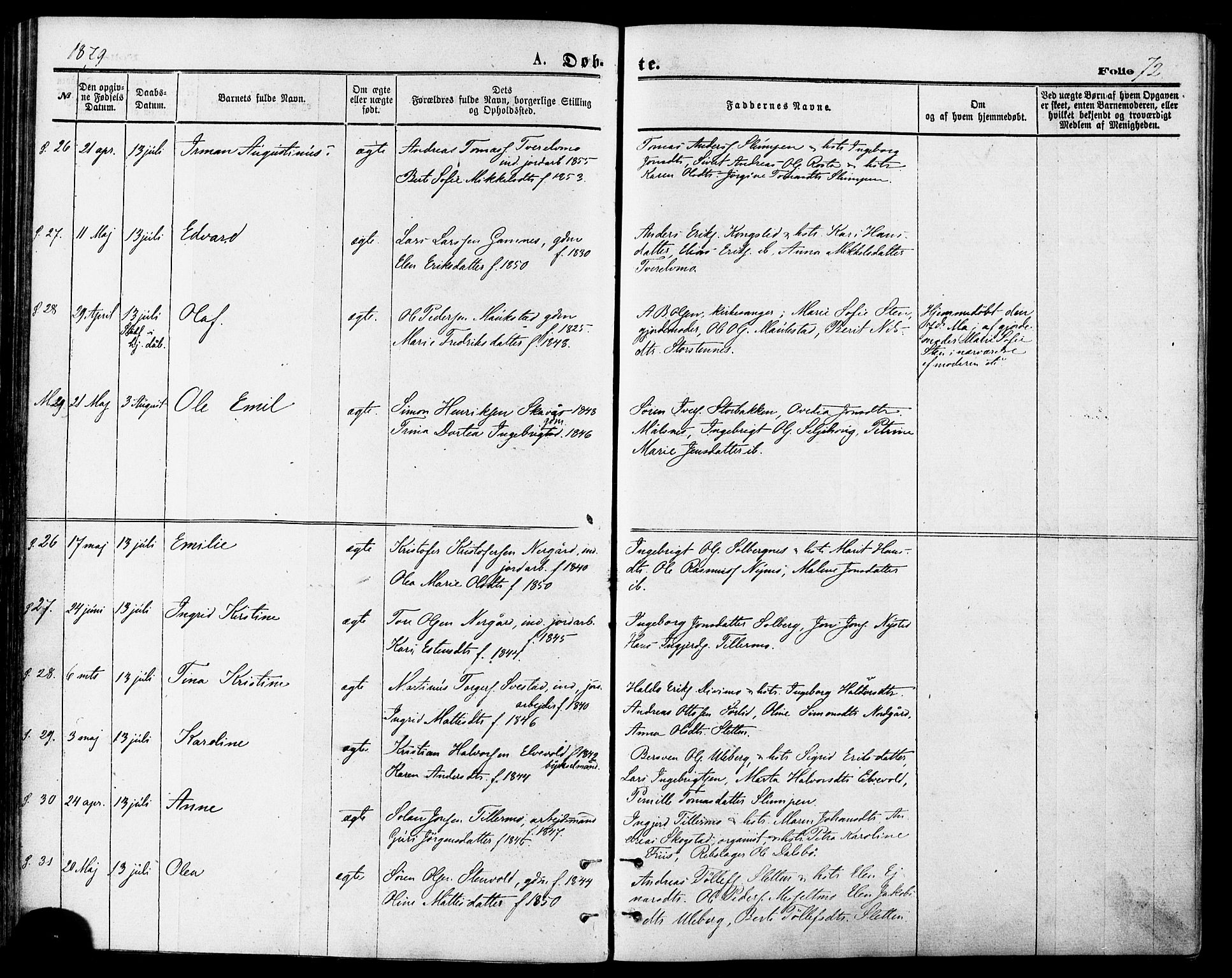 Målselv sokneprestembete, AV/SATØ-S-1311/G/Ga/Gaa/L0005kirke: Ministerialbok nr. 5, 1872-1884, s. 72