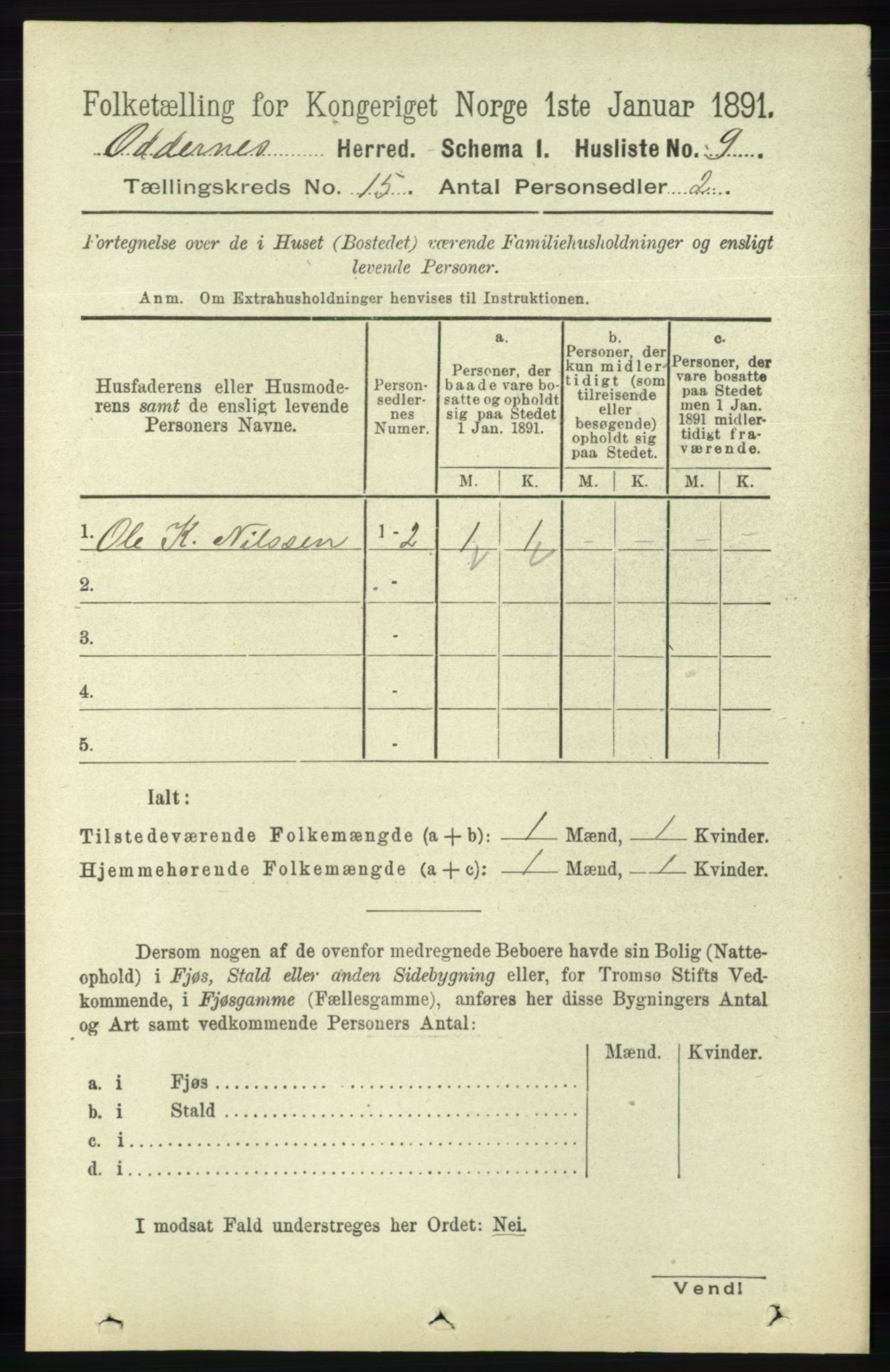 RA, Folketelling 1891 for 1012 Oddernes herred, 1891, s. 5018