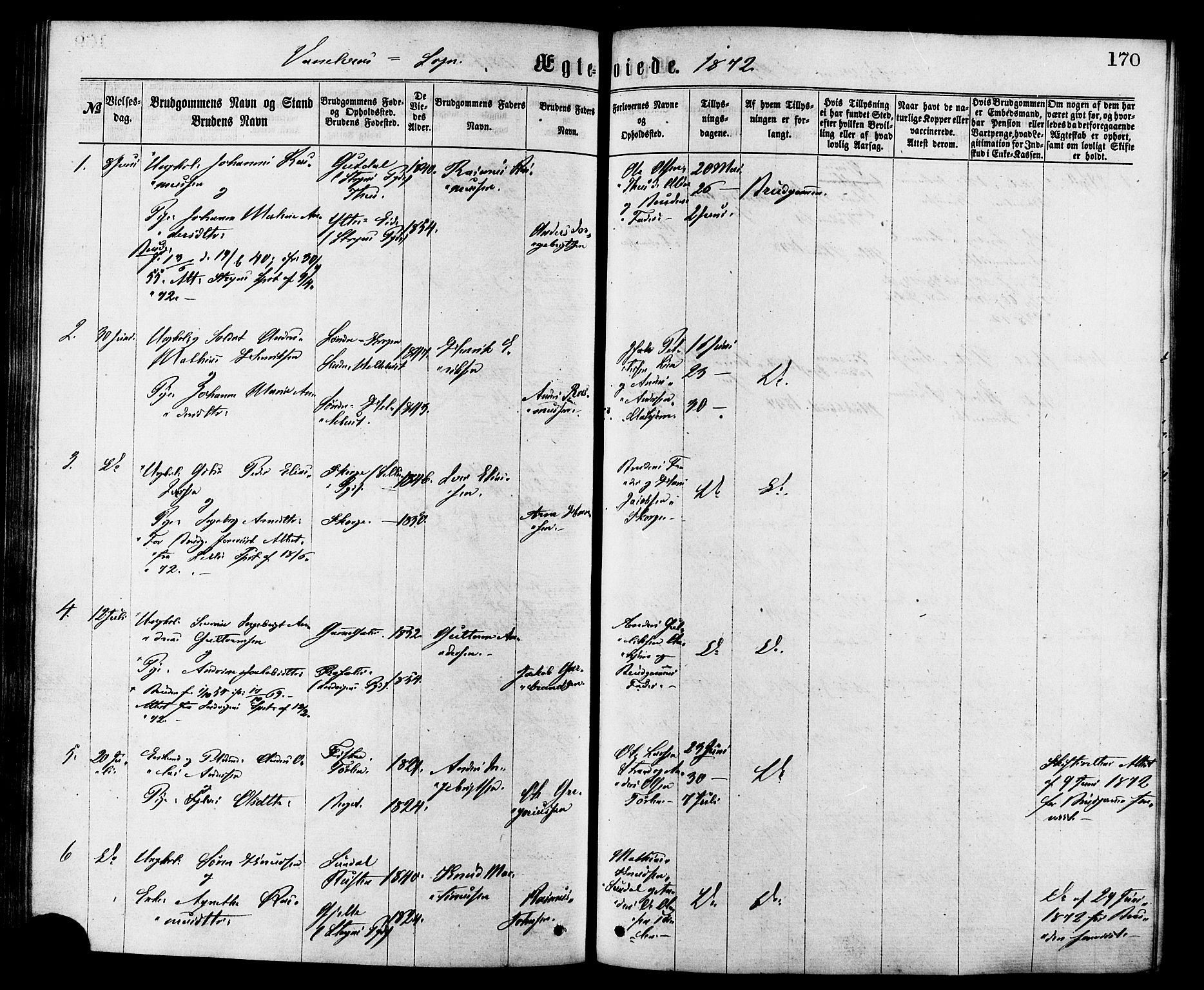 Ministerialprotokoller, klokkerbøker og fødselsregistre - Møre og Romsdal, AV/SAT-A-1454/501/L0007: Ministerialbok nr. 501A07, 1868-1884, s. 170