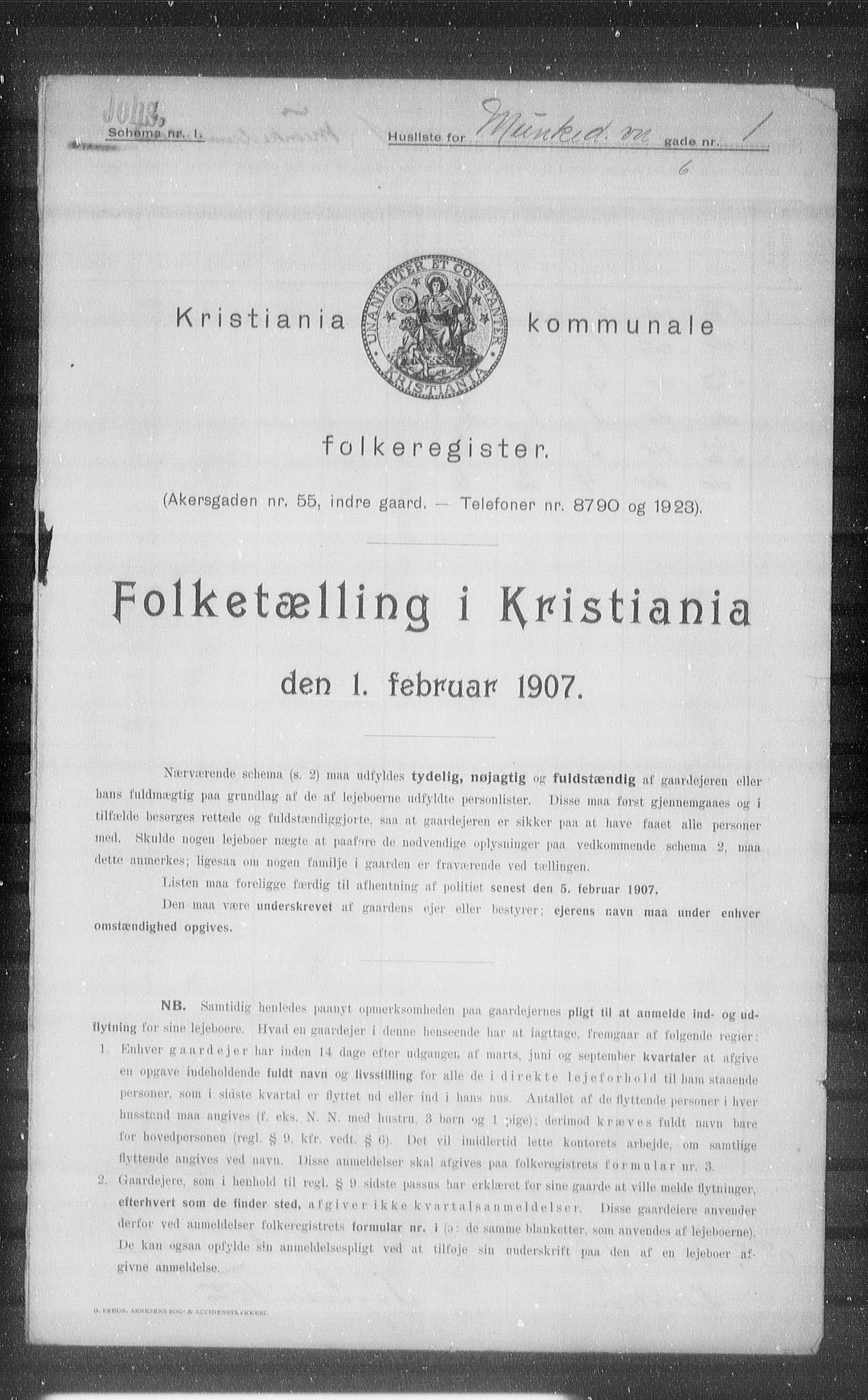 OBA, Kommunal folketelling 1.2.1907 for Kristiania kjøpstad, 1907, s. 34062