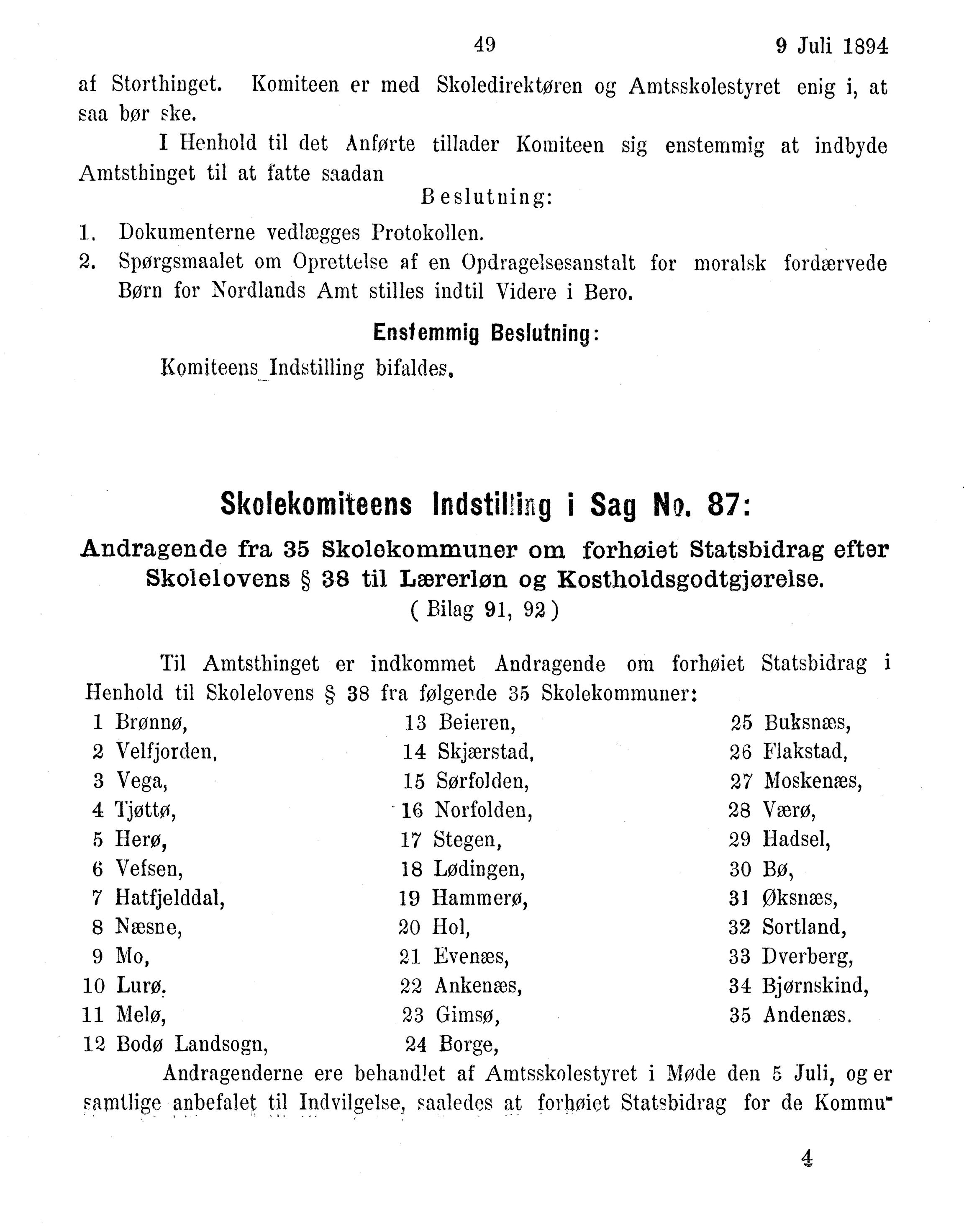 Nordland Fylkeskommune. Fylkestinget, AIN/NFK-17/176/A/Ac/L0017: Fylkestingsforhandlinger 1894, 1894