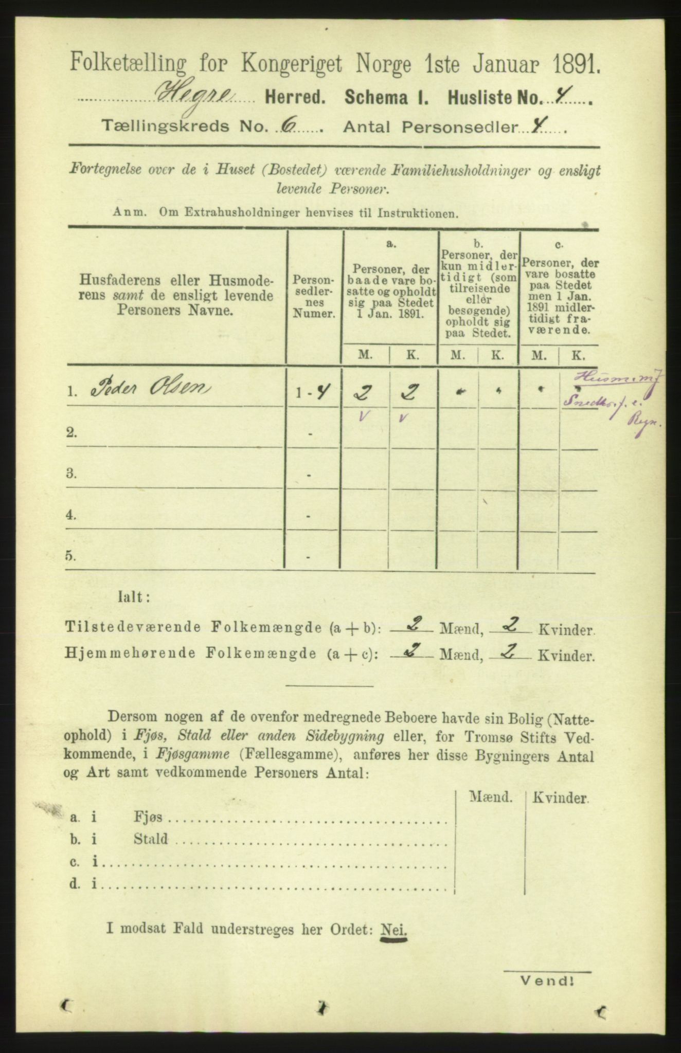 RA, Folketelling 1891 for 1712 Hegra herred, 1891, s. 2311