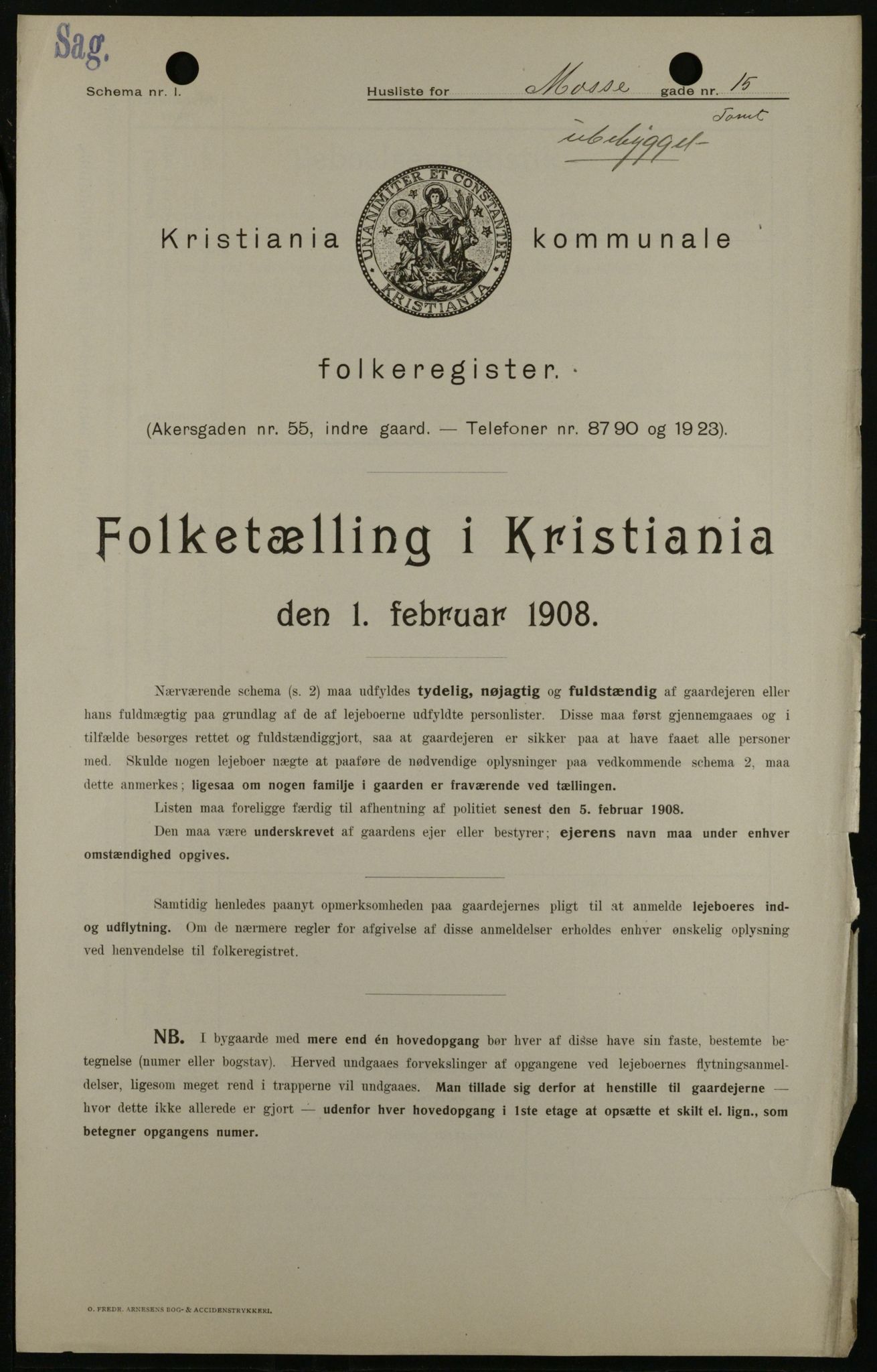 OBA, Kommunal folketelling 1.2.1908 for Kristiania kjøpstad, 1908, s. 59079