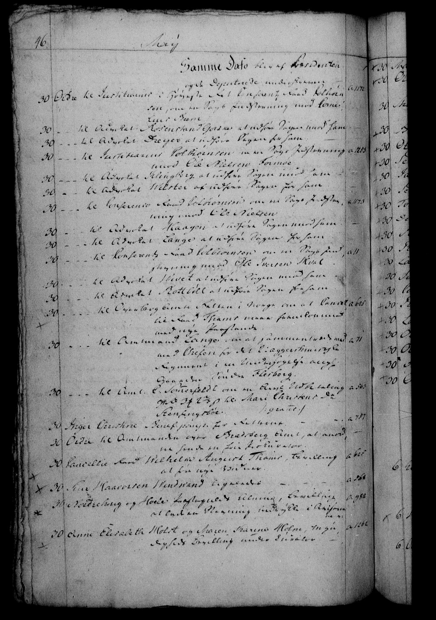 Danske Kanselli 1800-1814, RA/EA-3024/H/Hf/Hfb/Hfbc/L0001: Underskrivelsesbok m. register, 1800, s. 46