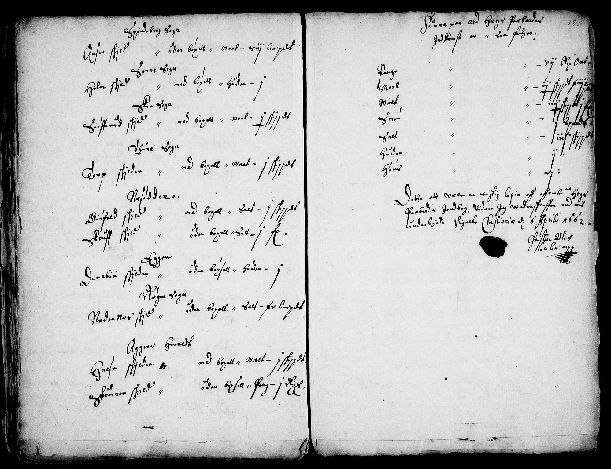 Rentekammeret inntil 1814, Realistisk ordnet avdeling, AV/RA-EA-4070/Fc/Fca/L0001/0003: [Ca I]  Akershus stift / Kristiania kapitels jordebok, 1662, s. 184-185