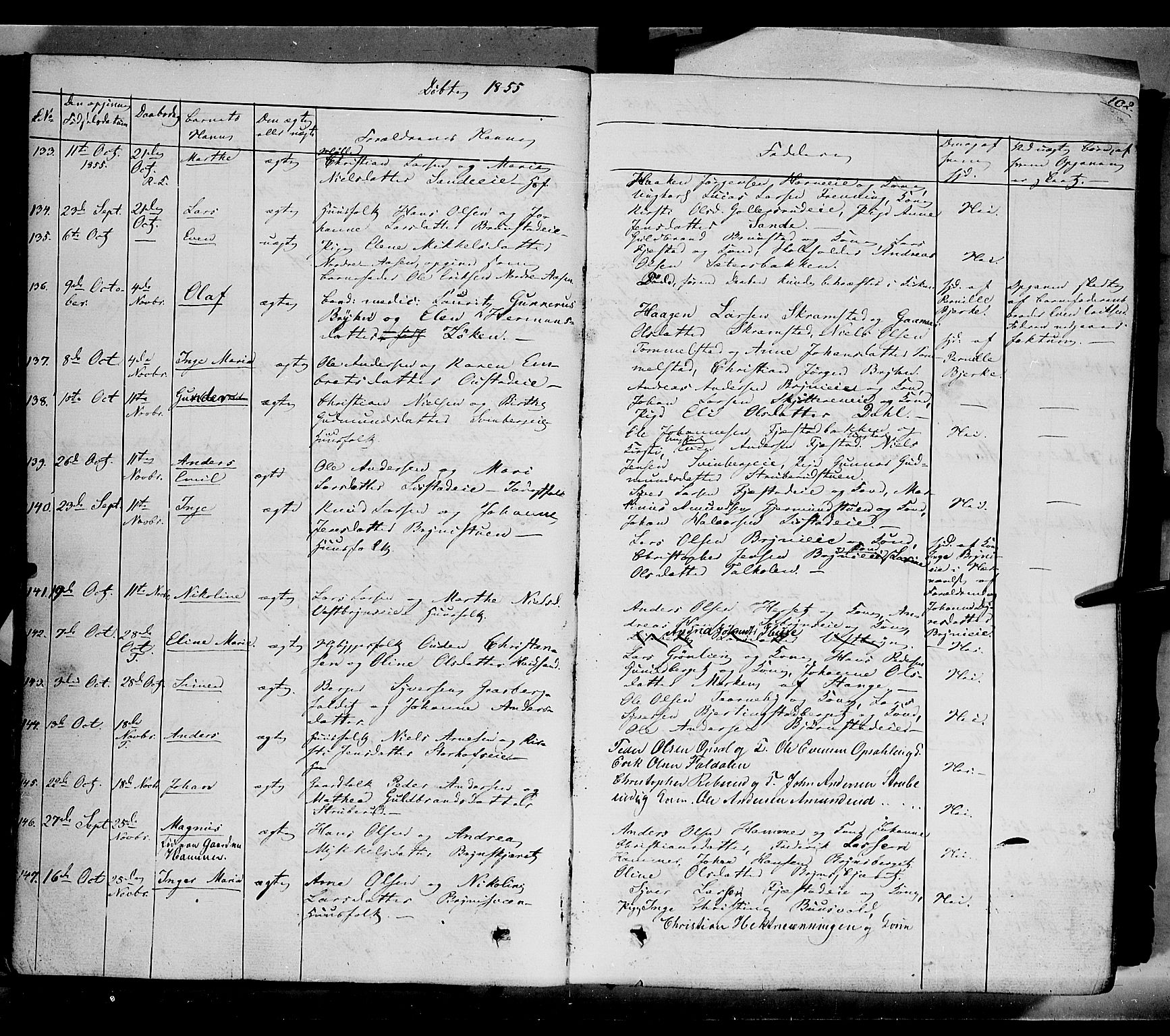 Romedal prestekontor, AV/SAH-PREST-004/K/L0004: Ministerialbok nr. 4, 1847-1861, s. 102