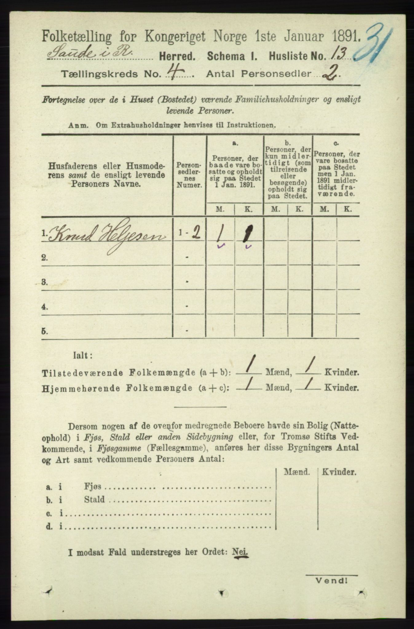 RA, Folketelling 1891 for 1135 Sauda herred, 1891, s. 1753