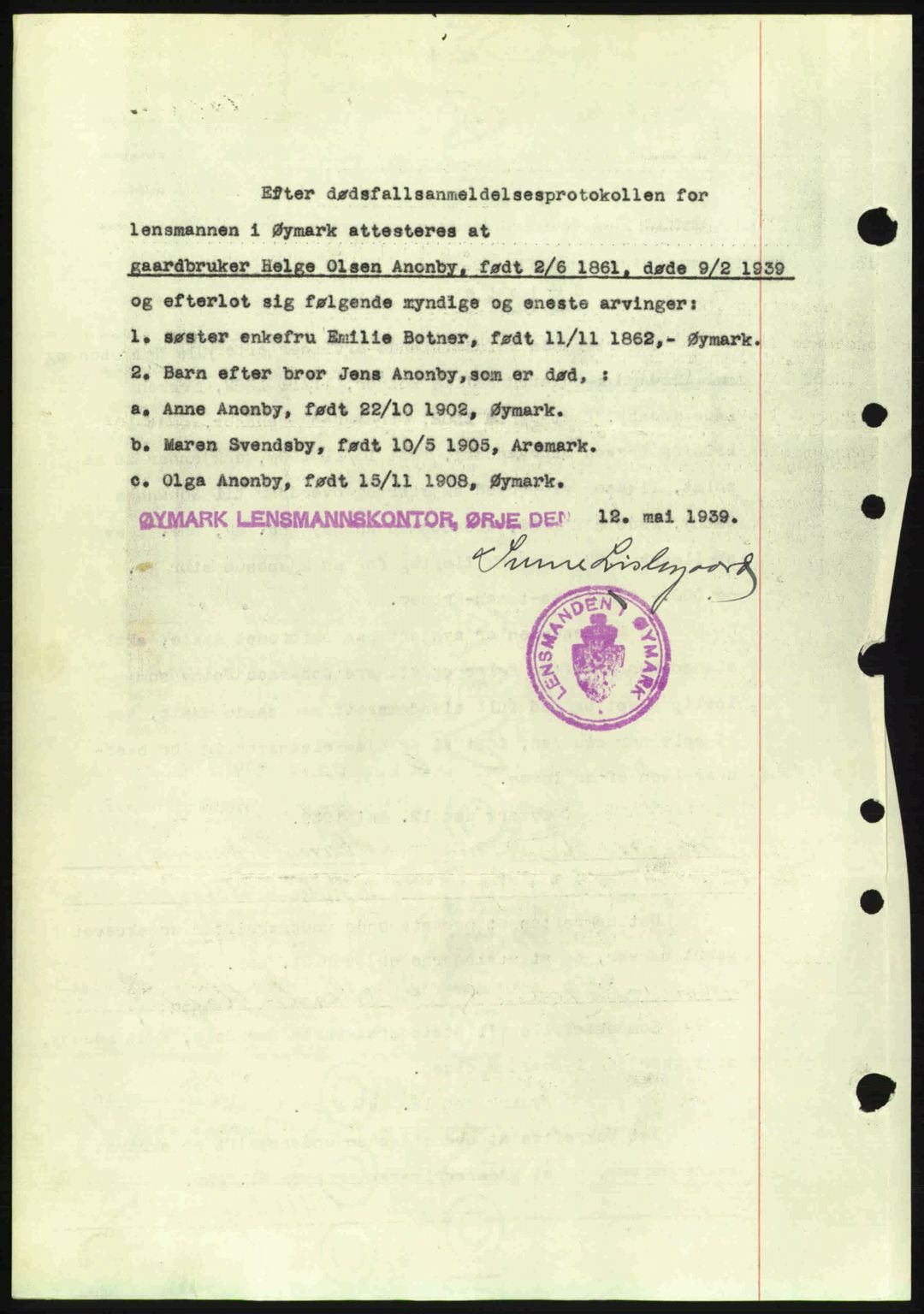 Idd og Marker sorenskriveri, AV/SAO-A-10283/G/Gb/Gbb/L0003: Pantebok nr. A3, 1938-1939, Dagboknr: 963/1939