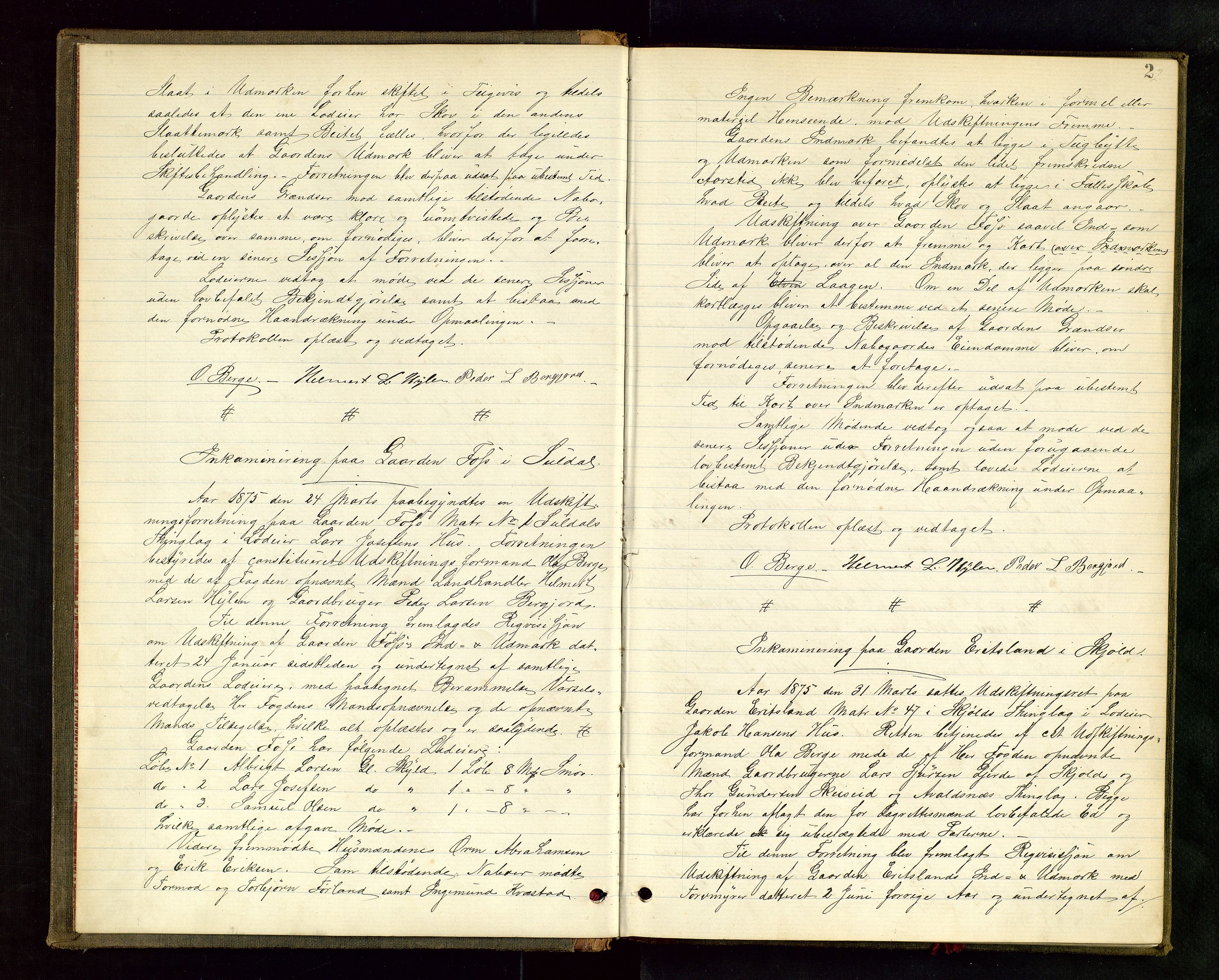 Rogaland jordskifterett, AV/SAST-A-102426/Oa/L0006: Forhandlingsprotokoll, 1875-1877, s. 2