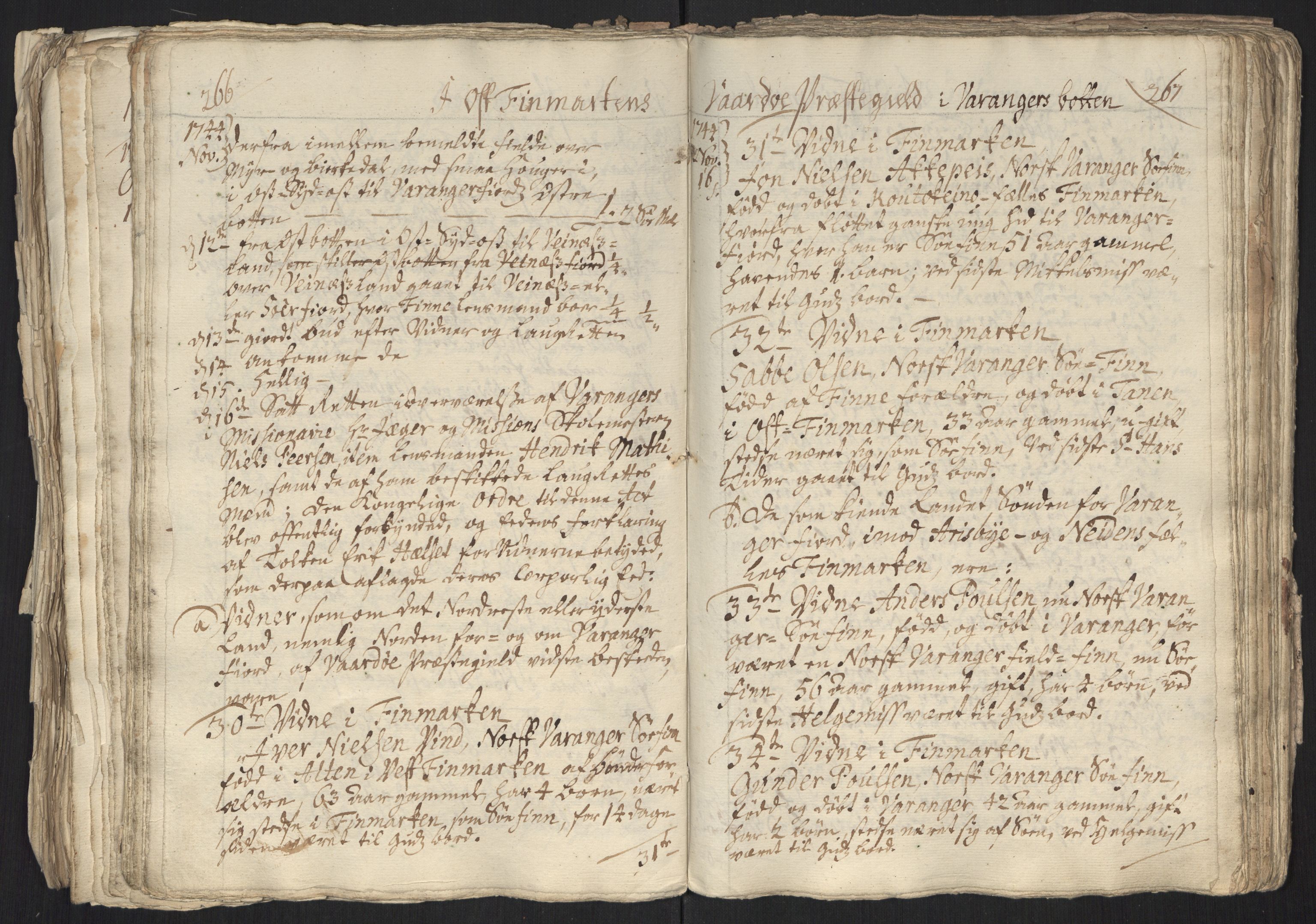 Danske Kanselli, Grensearkivet, AV/RA-EA-4062/F/L0011a/0003: Volum XXIII-XXVIa / Vol. XXV: Major Schnitlers grenseeksaminasjonsprotokoll, 5. bind, 1744, s. 266-267