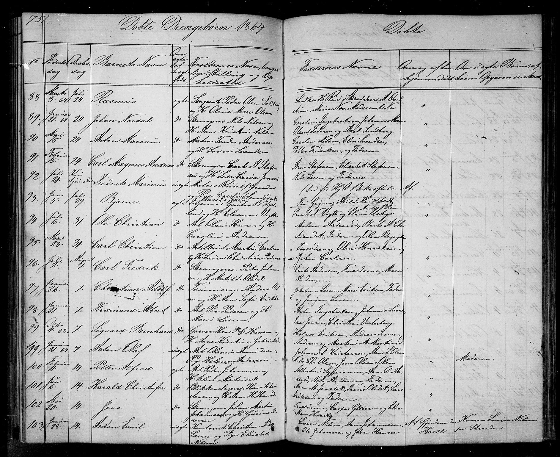 Halden prestekontor Kirkebøker, AV/SAO-A-10909/G/Ga/L0005b: Klokkerbok nr. 5B, 1864-1868, s. 751