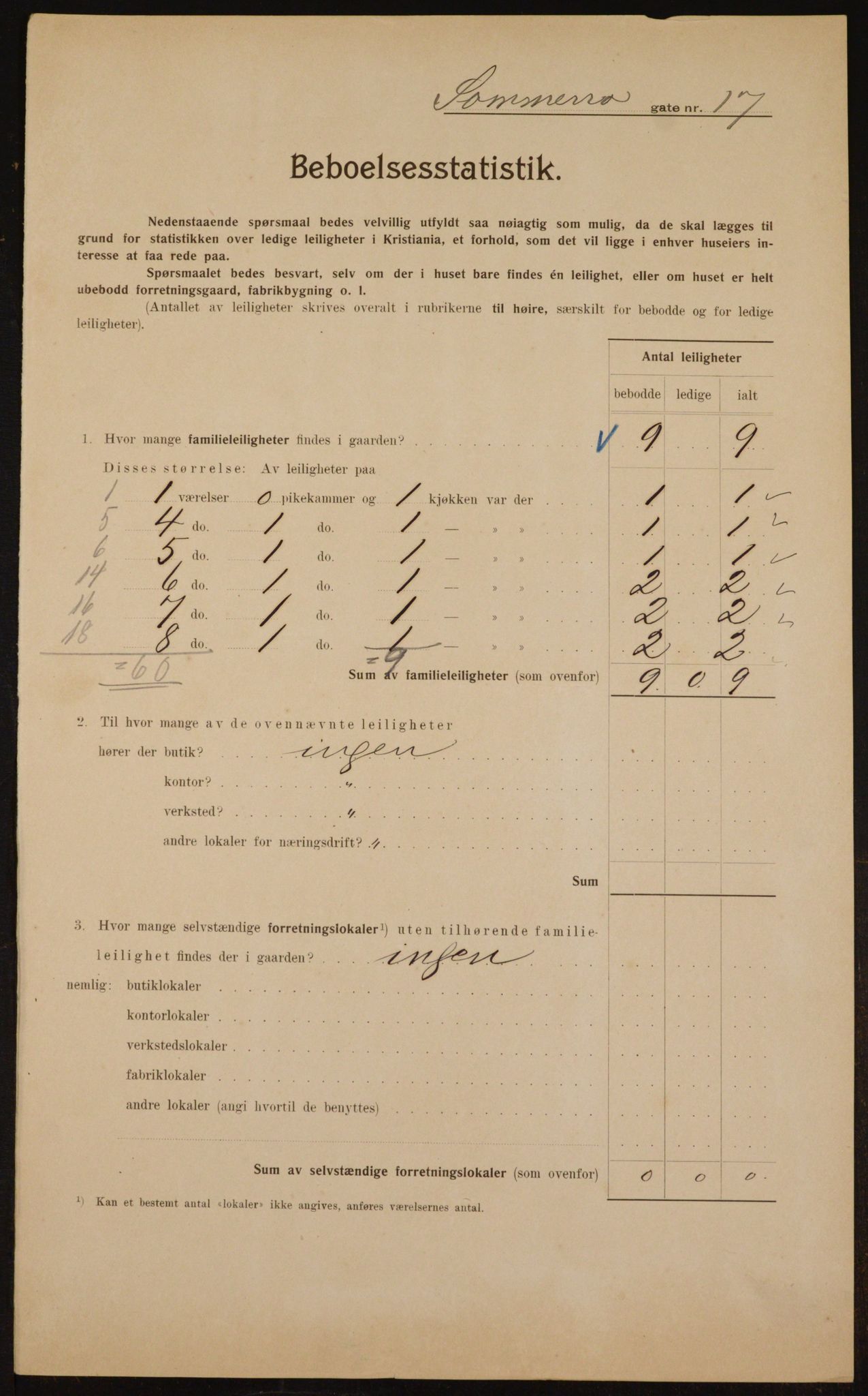 OBA, Kommunal folketelling 1.2.1910 for Kristiania, 1910, s. 95064