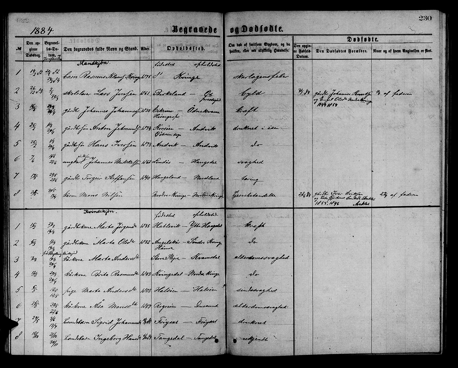 Masfjorden sokneprestembete, AV/SAB-A-77001: Klokkerbok nr. A 2, 1876-1891, s. 230