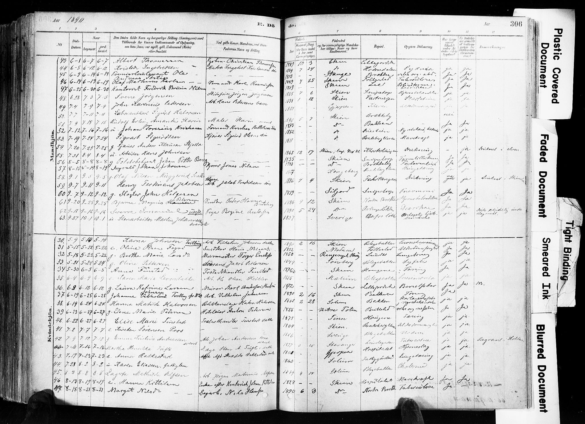 Skien kirkebøker, AV/SAKO-A-302/F/Fa/L0009: Ministerialbok nr. 9, 1878-1890, s. 306