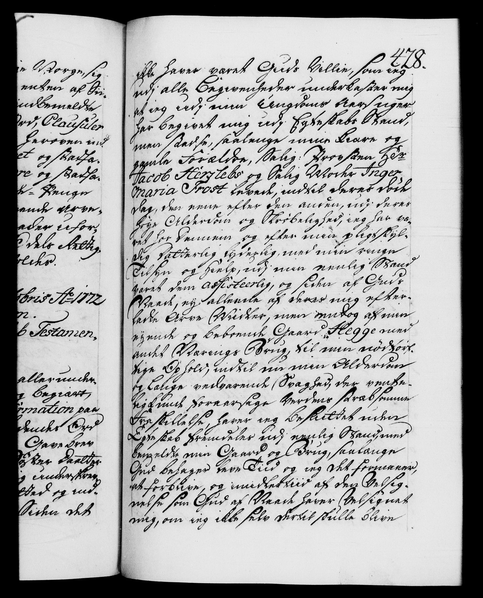 Danske Kanselli 1572-1799, AV/RA-EA-3023/F/Fc/Fca/Fcaa/L0045: Norske registre "Norske eller 3. dept.s åpne brev, 1771-1773, s. 428a