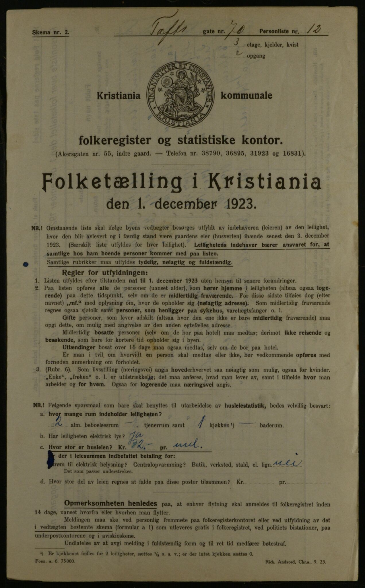 OBA, Kommunal folketelling 1.12.1923 for Kristiania, 1923, s. 124930