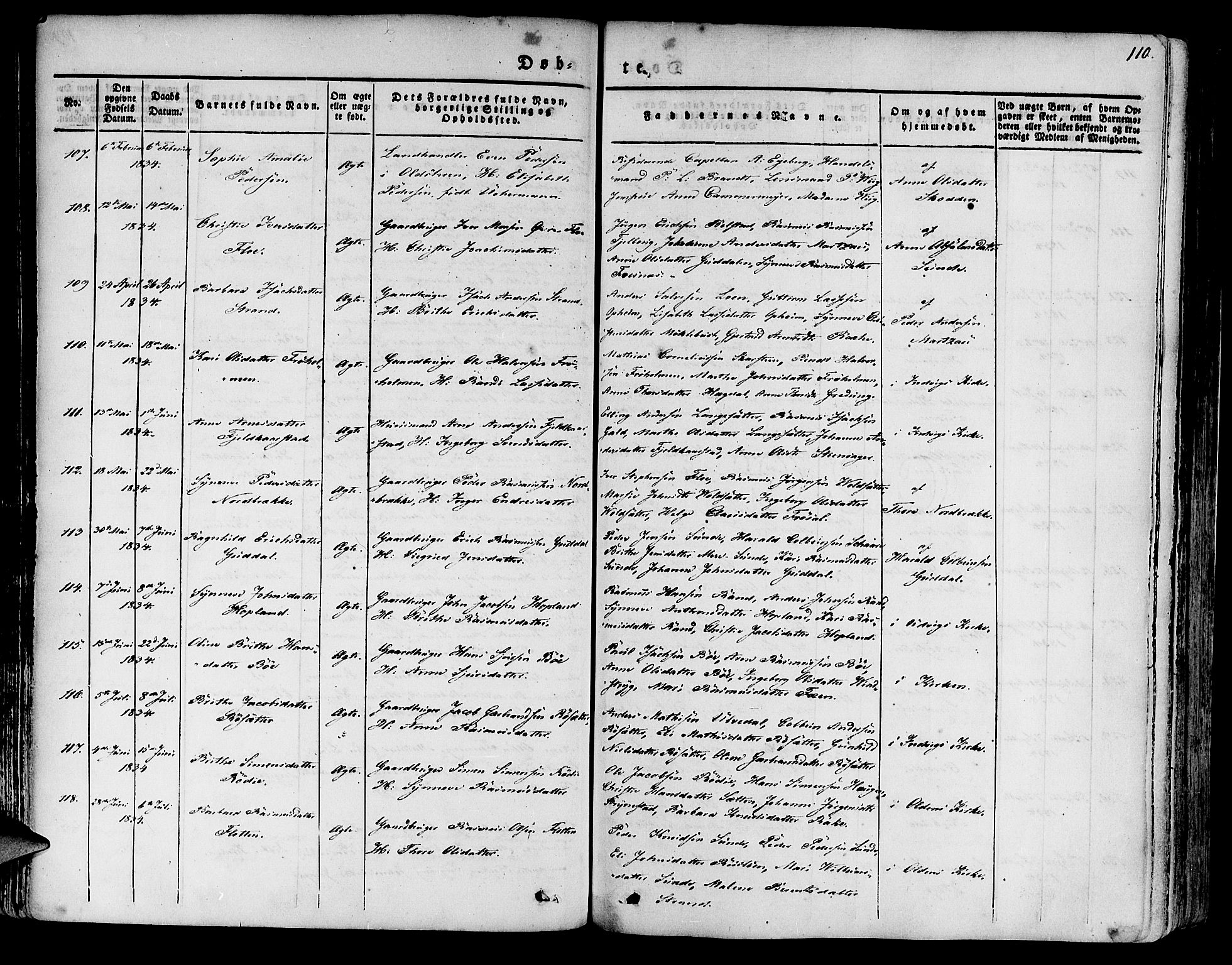 Innvik sokneprestembete, AV/SAB-A-80501: Ministerialbok nr. A 4I, 1831-1846, s. 110