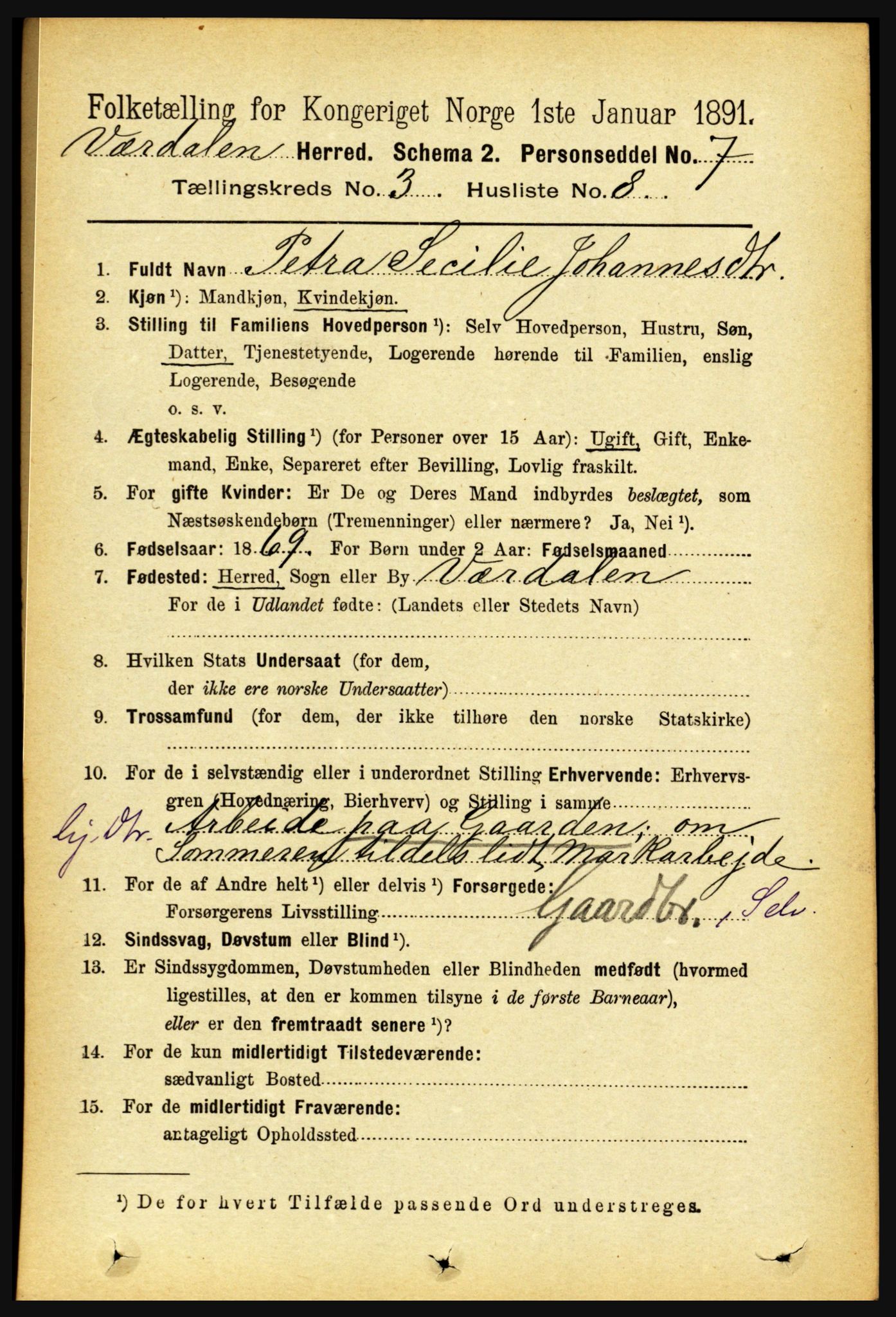 RA, Folketelling 1891 for 1721 Verdal herred, 1891, s. 1826