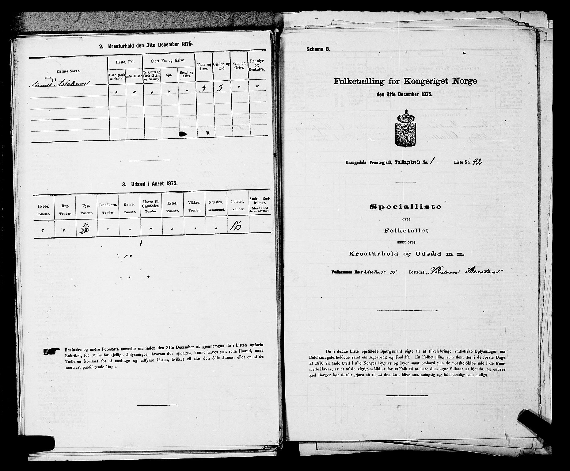 SAKO, Folketelling 1875 for 0817P Drangedal prestegjeld, 1875, s. 139