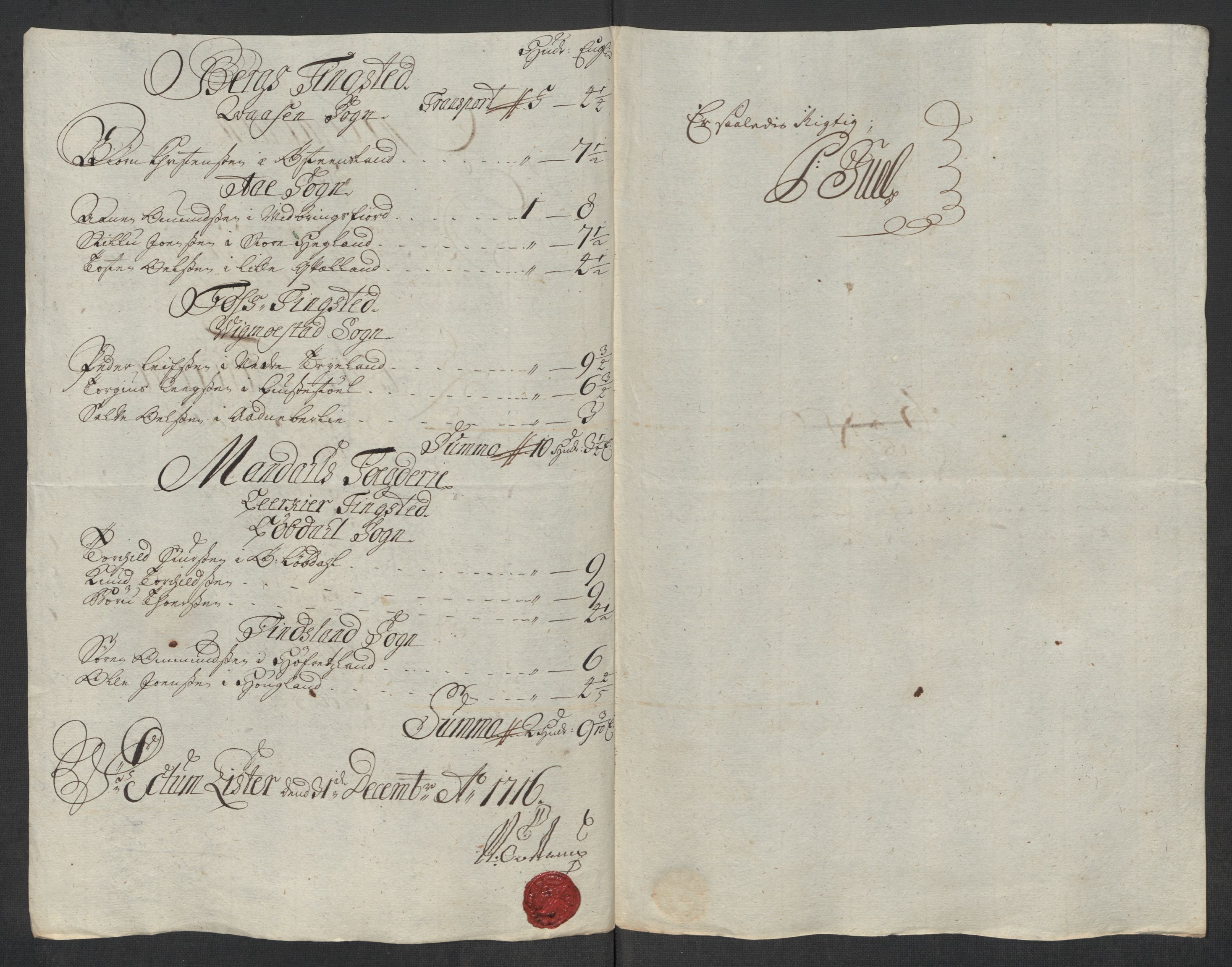 Rentekammeret inntil 1814, Reviderte regnskaper, Fogderegnskap, RA/EA-4092/R43/L2560: Fogderegnskap Lista og Mandal, 1716, s. 152