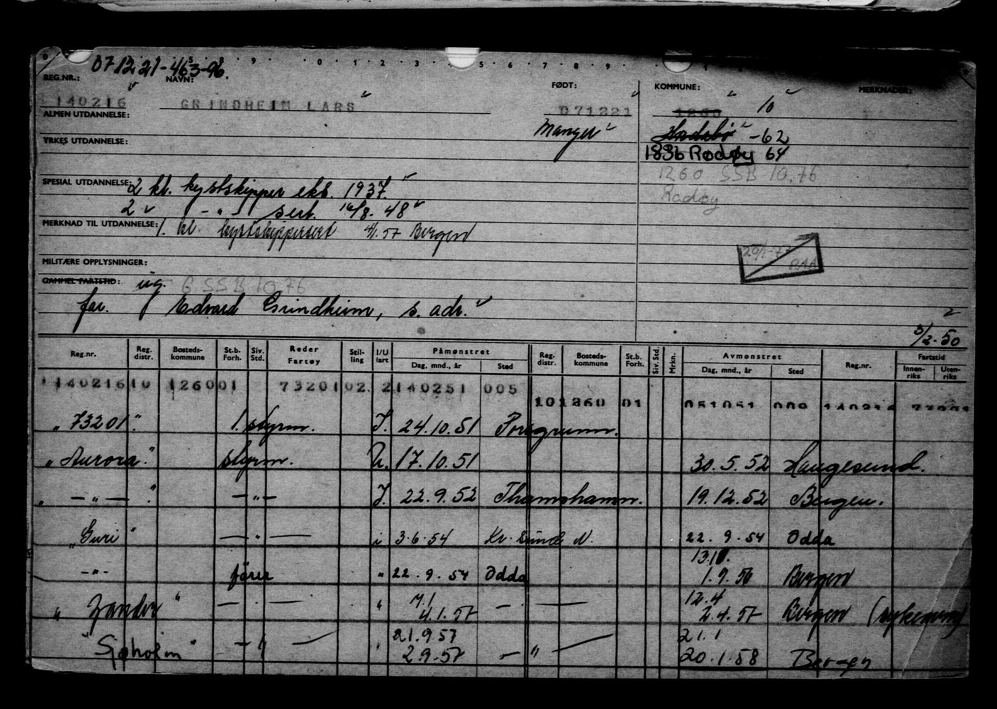 Direktoratet for sjømenn, AV/RA-S-3545/G/Gb/L0200: Hovedkort, 1921, s. 473