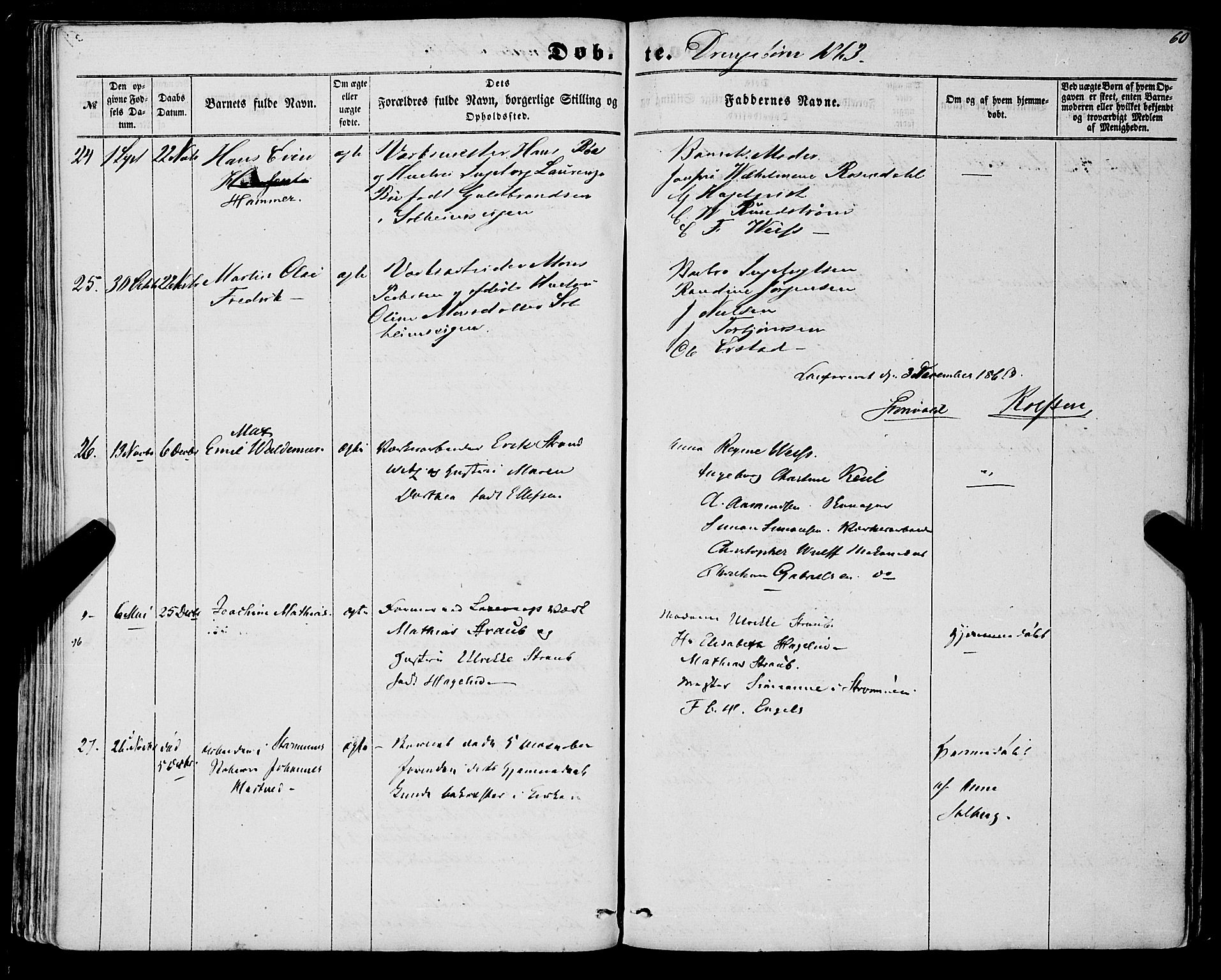 St. Jørgens hospital og Årstad sokneprestembete, AV/SAB-A-99934: Ministerialbok nr. A 5, 1857-1869, s. 60