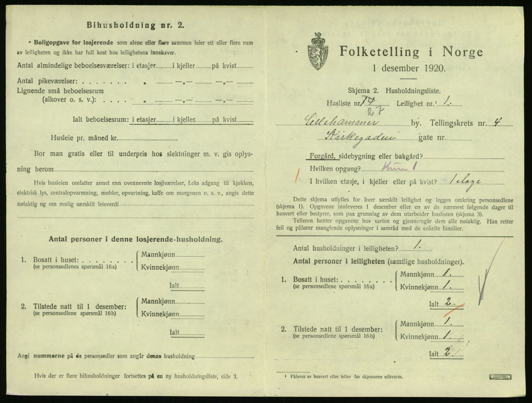 SAH, Folketelling 1920 for 0501 Lillehammer kjøpstad, 1920, s. 2034