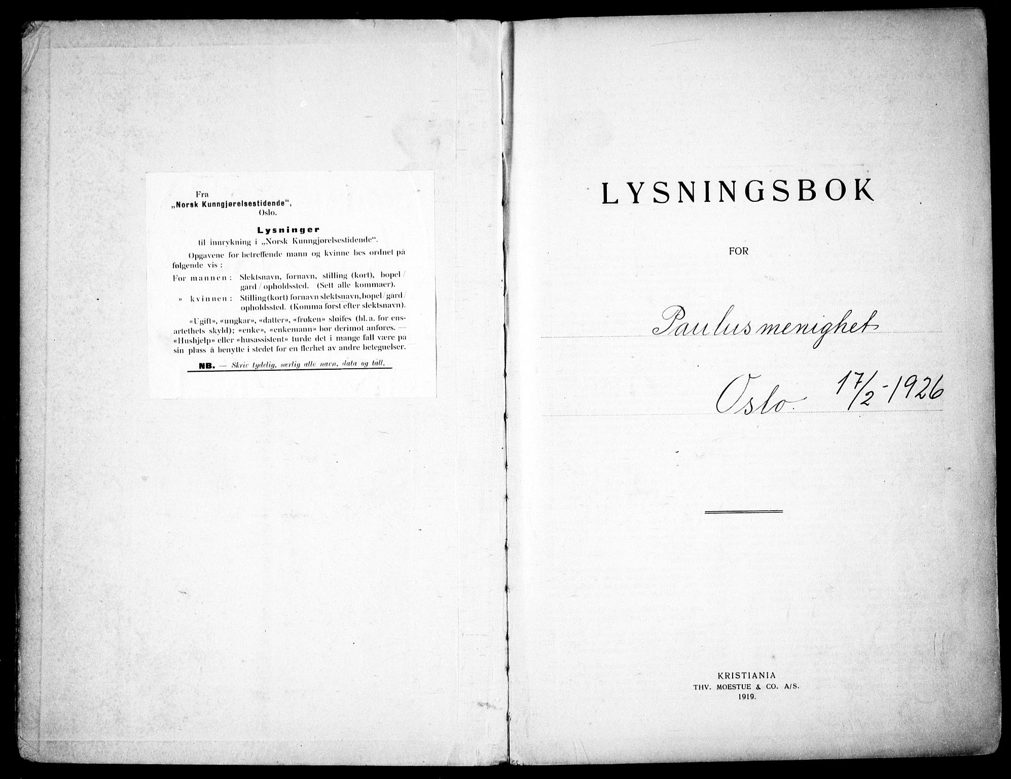 Paulus prestekontor Kirkebøker, SAO/A-10871/H/Ha/L0004: Lysningsprotokoll nr. 4, 1926-1932