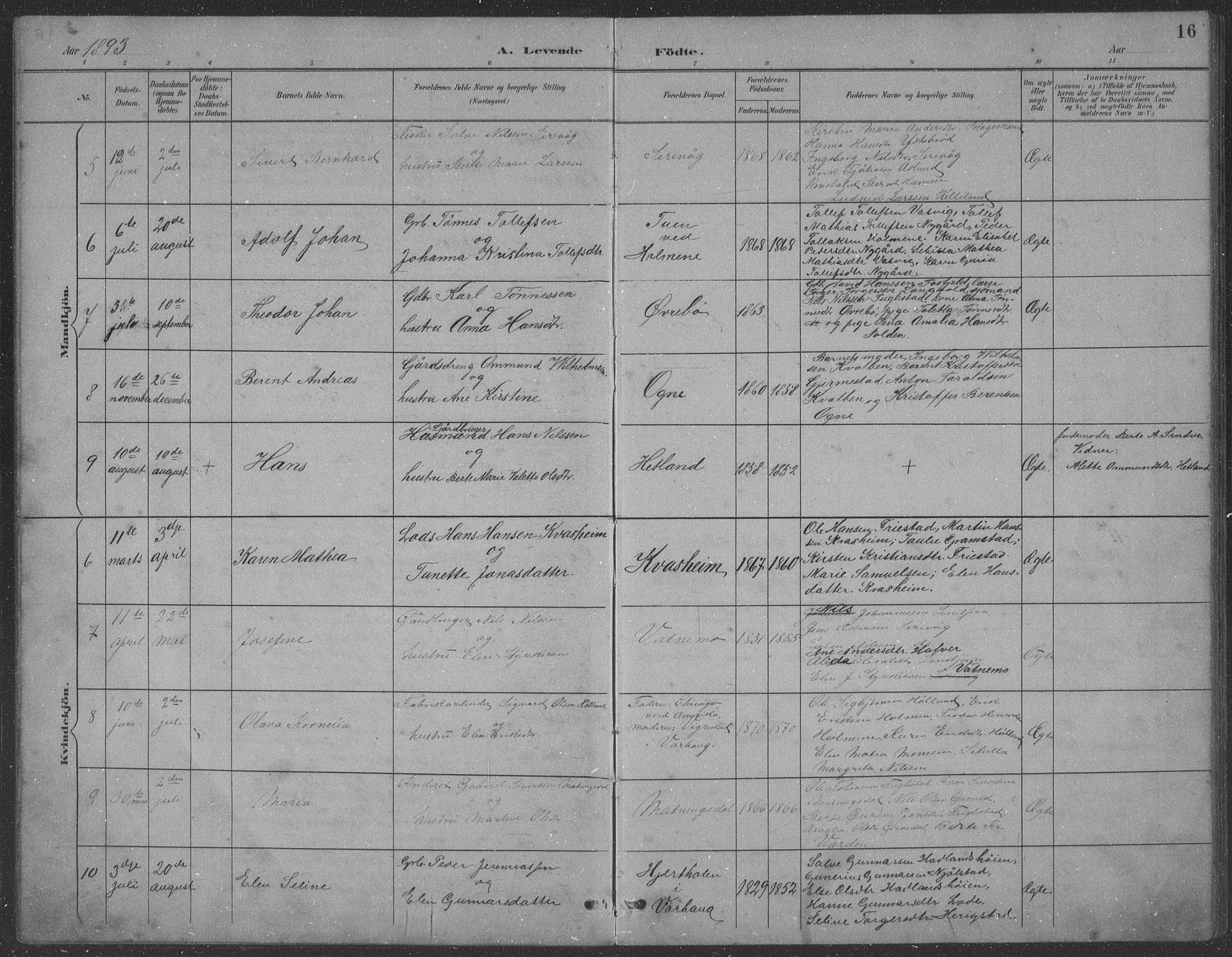Eigersund sokneprestkontor, AV/SAST-A-101807/S09: Klokkerbok nr. B 21, 1890-1915, s. 16