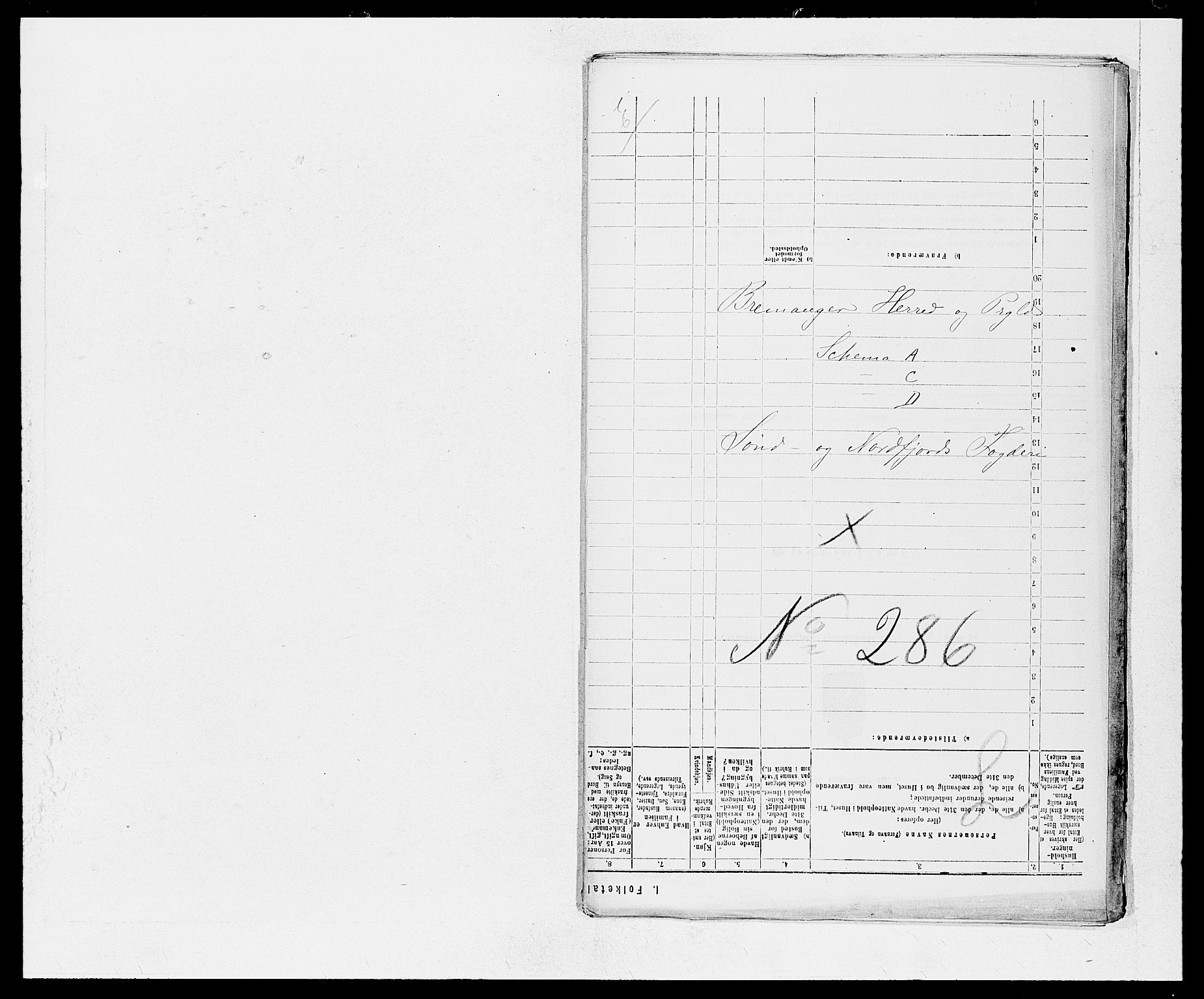 SAB, Folketelling 1875 for 1438P Bremanger prestegjeld, 1875, s. 1
