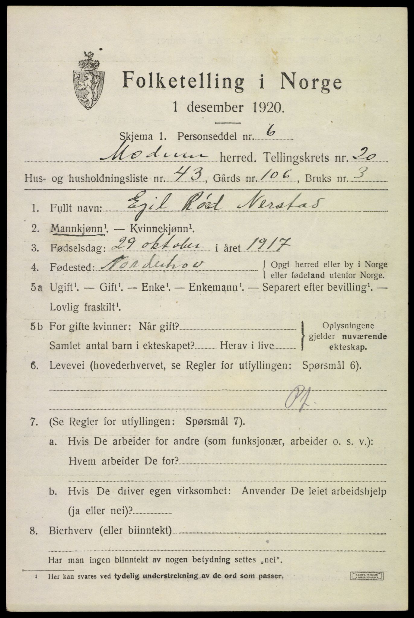 SAKO, Folketelling 1920 for 0623 Modum herred, 1920, s. 22481