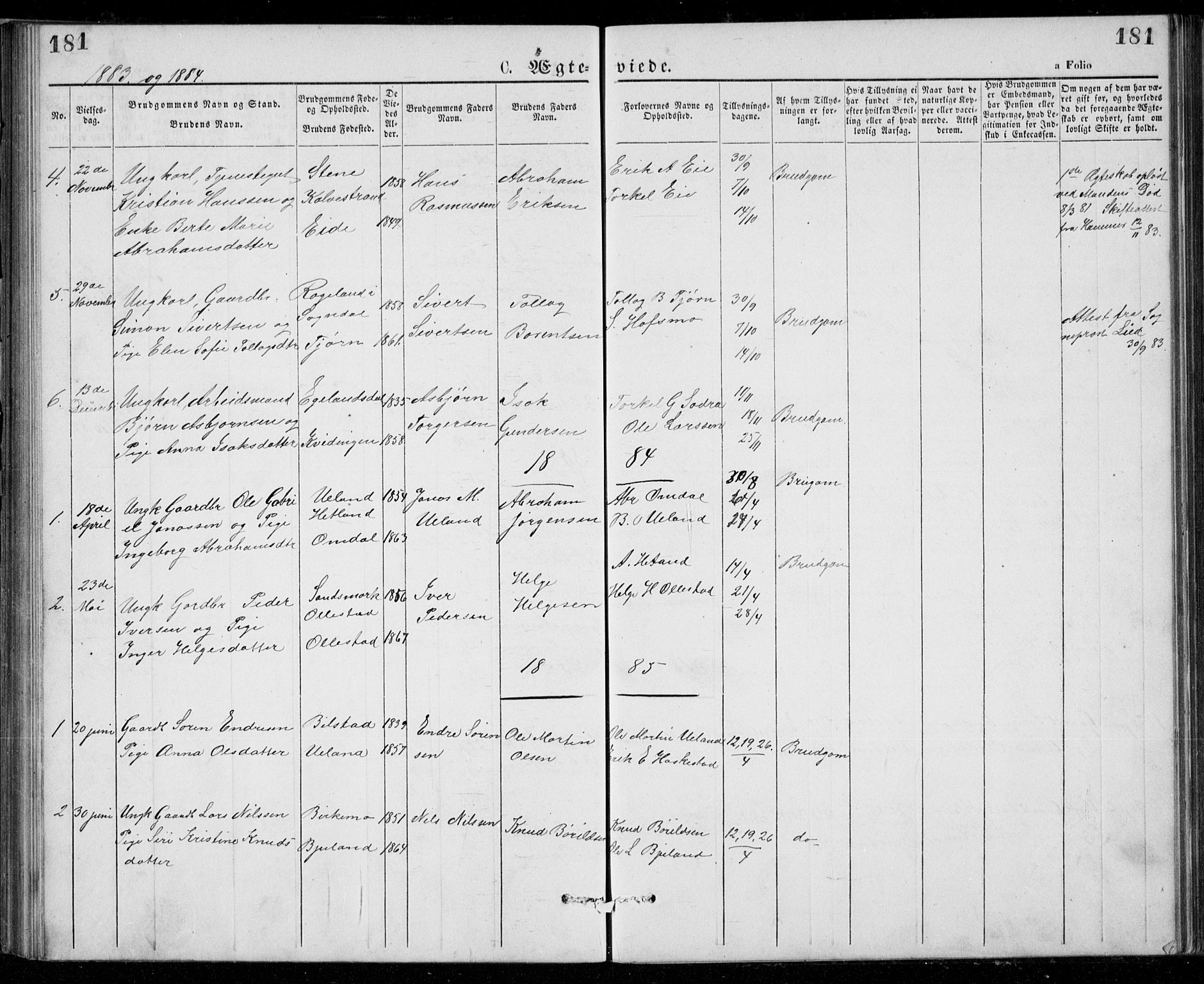 Lund sokneprestkontor, AV/SAST-A-101809/S07/L0005: Klokkerbok nr. B 5, 1875-1889, s. 181