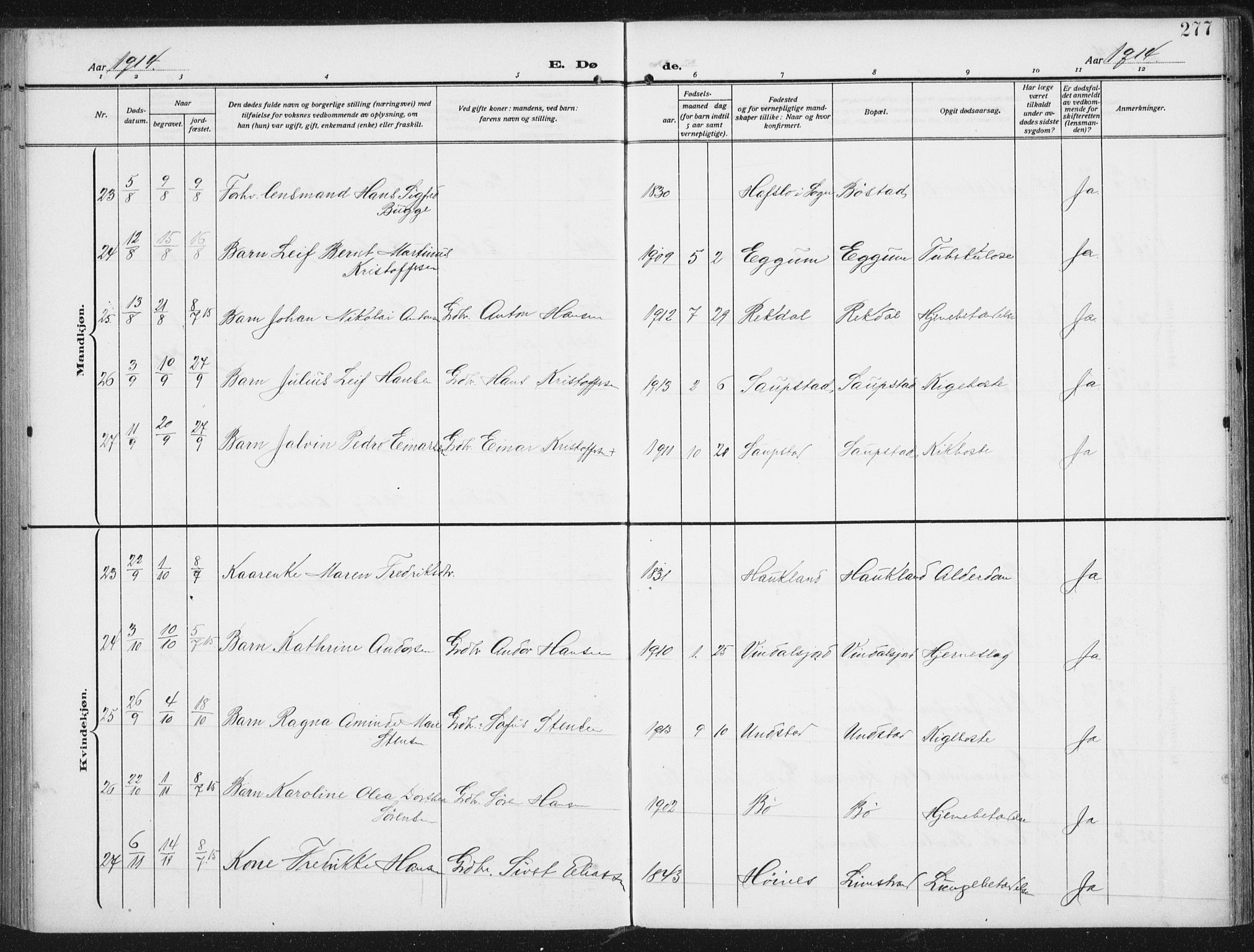 Ministerialprotokoller, klokkerbøker og fødselsregistre - Nordland, SAT/A-1459/880/L1135: Ministerialbok nr. 880A09, 1908-1919, s. 277