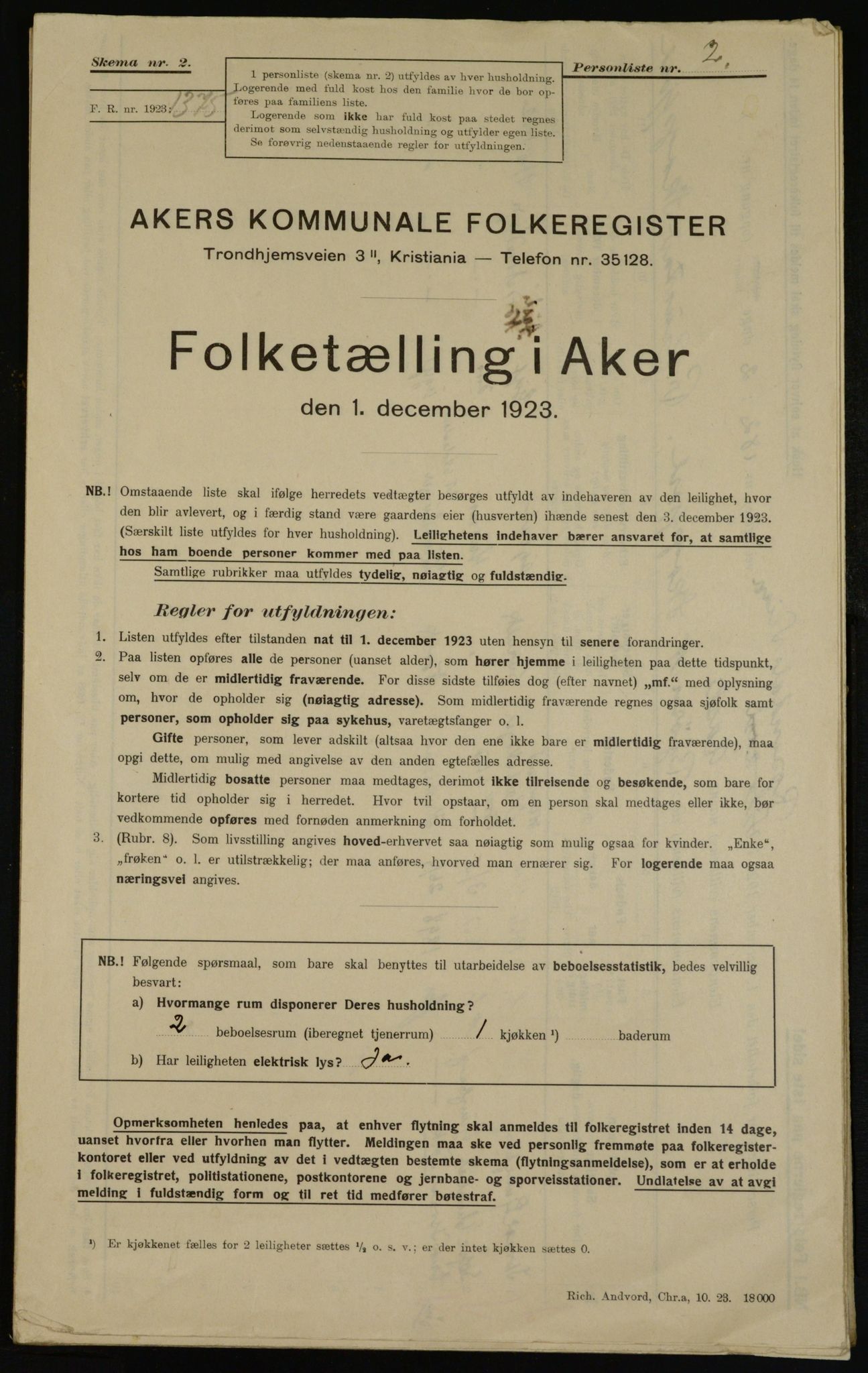 , Kommunal folketelling 1.12.1923 for Aker, 1923, s. 44513