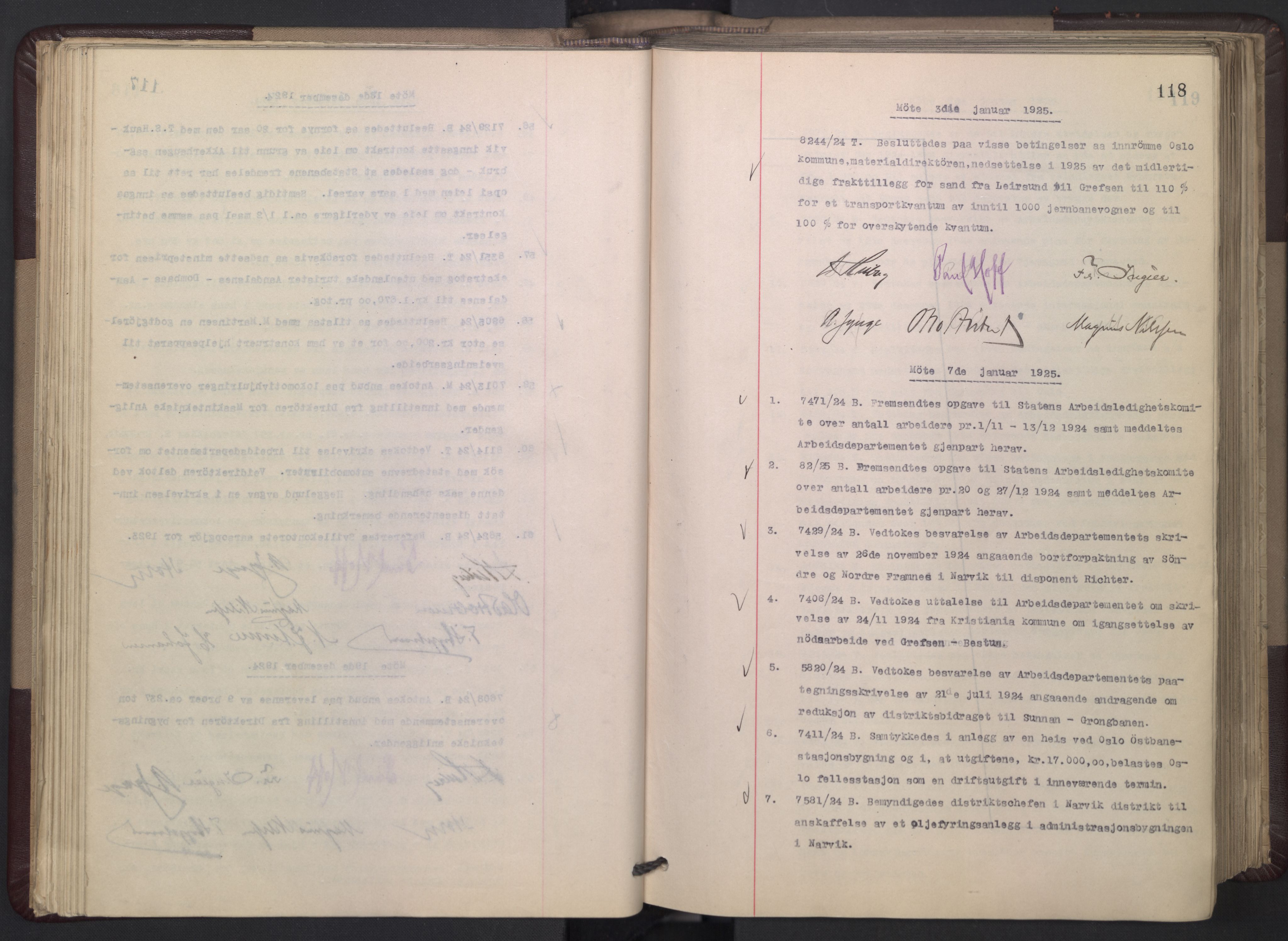 Norges statsbaner, Administrasjons- økonomi- og personalavdelingen, RA/S-3412/A/Aa/L0020: Forhandlingsprotokoll, 1924-1926, s. 118