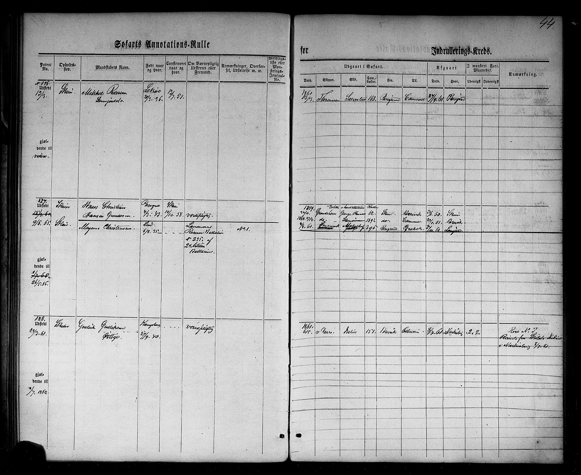 Skien innrulleringskontor, AV/SAKO-A-832/F/Fc/L0001: Annotasjonsrulle, 1860-1868, s. 67