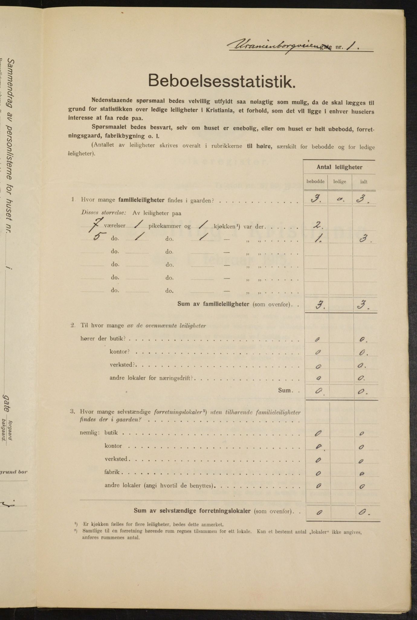 OBA, Kommunal folketelling 1.2.1915 for Kristiania, 1915, s. 121007