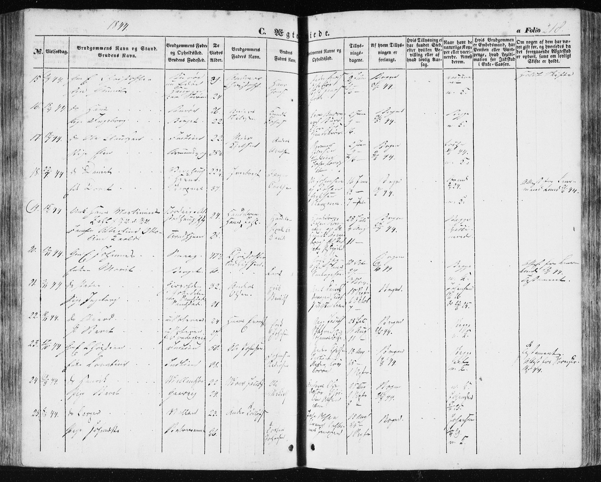 Ministerialprotokoller, klokkerbøker og fødselsregistre - Sør-Trøndelag, SAT/A-1456/634/L0529: Ministerialbok nr. 634A05, 1843-1851, s. 218