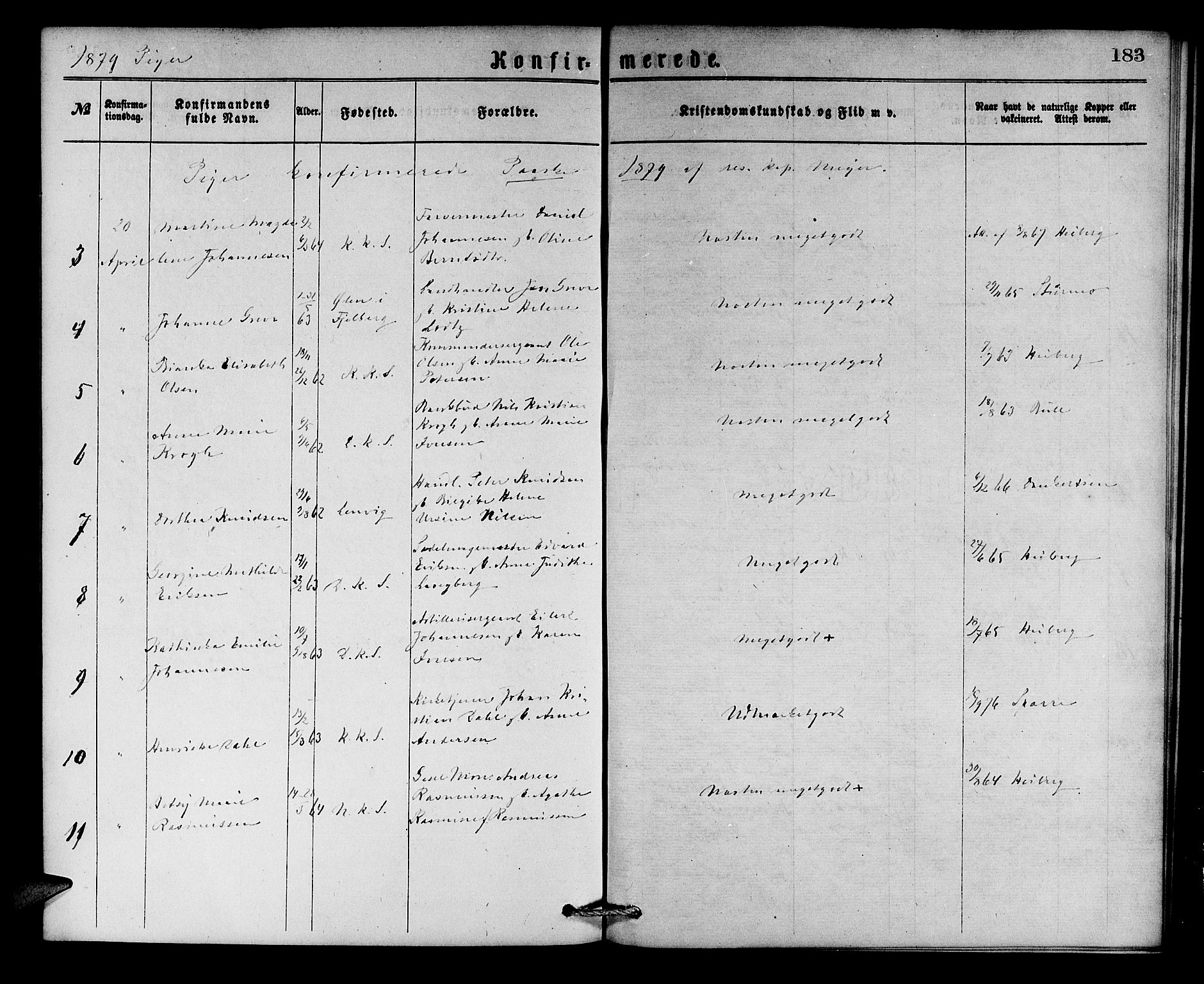 Korskirken sokneprestembete, AV/SAB-A-76101/H/Hab: Klokkerbok nr. C 2, 1869-1879, s. 183