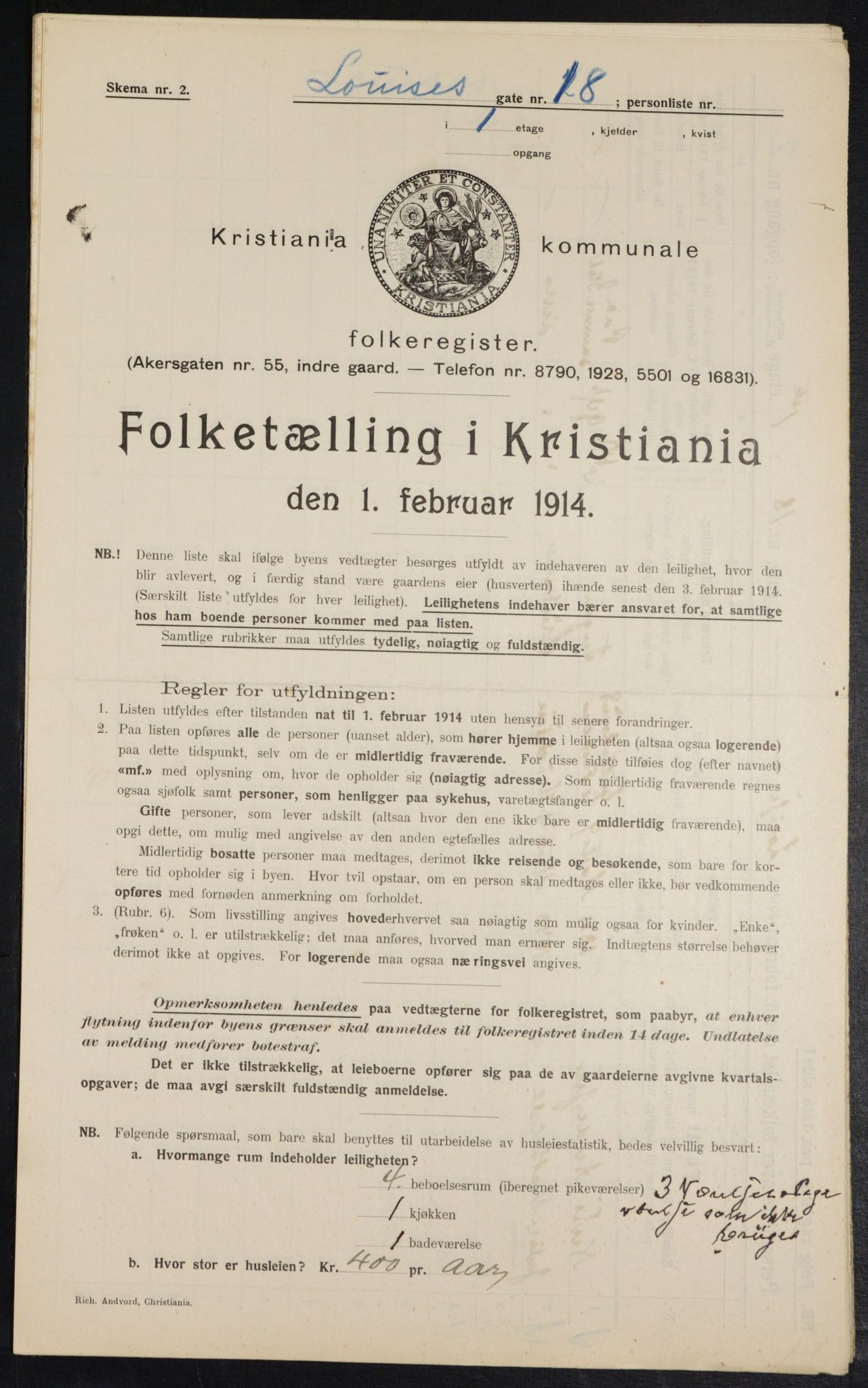 OBA, Kommunal folketelling 1.2.1914 for Kristiania, 1914, s. 58326