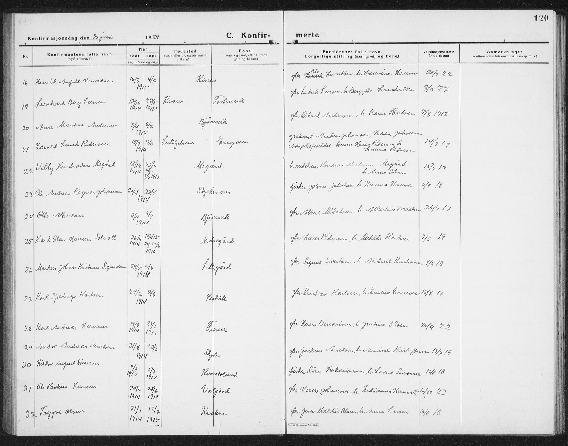 Ministerialprotokoller, klokkerbøker og fødselsregistre - Nordland, AV/SAT-A-1459/854/L0788: Klokkerbok nr. 854C04, 1926-1940, s. 120