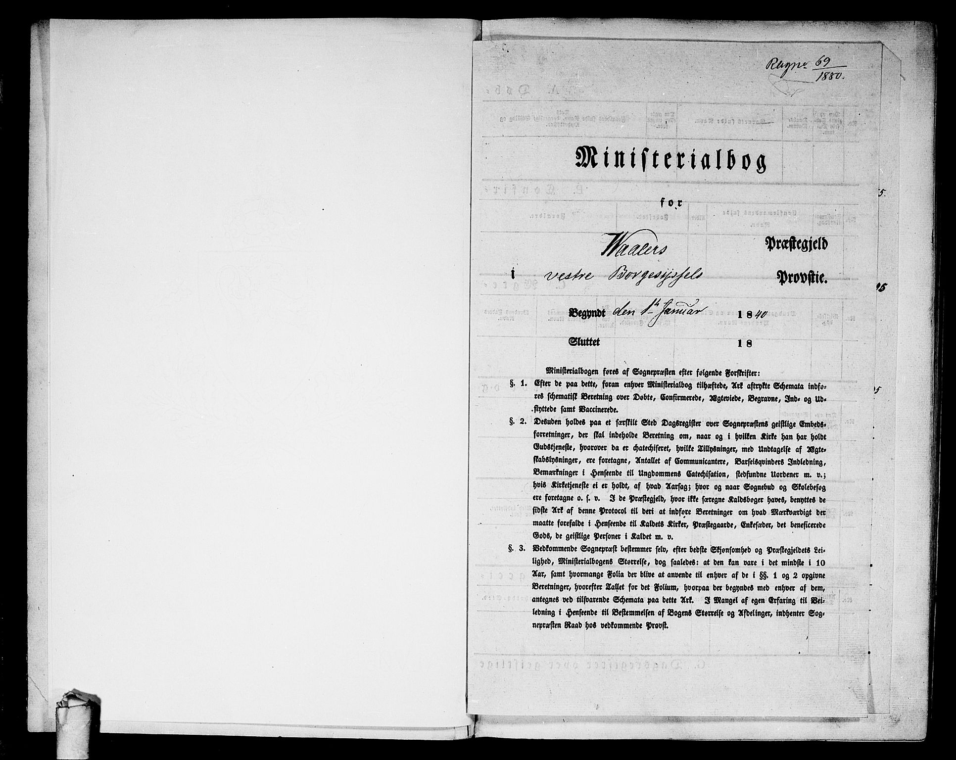 Våler prestekontor Kirkebøker, SAO/A-11083/G/Ga/L0002: Klokkerbok nr. I 2, 1839-1860
