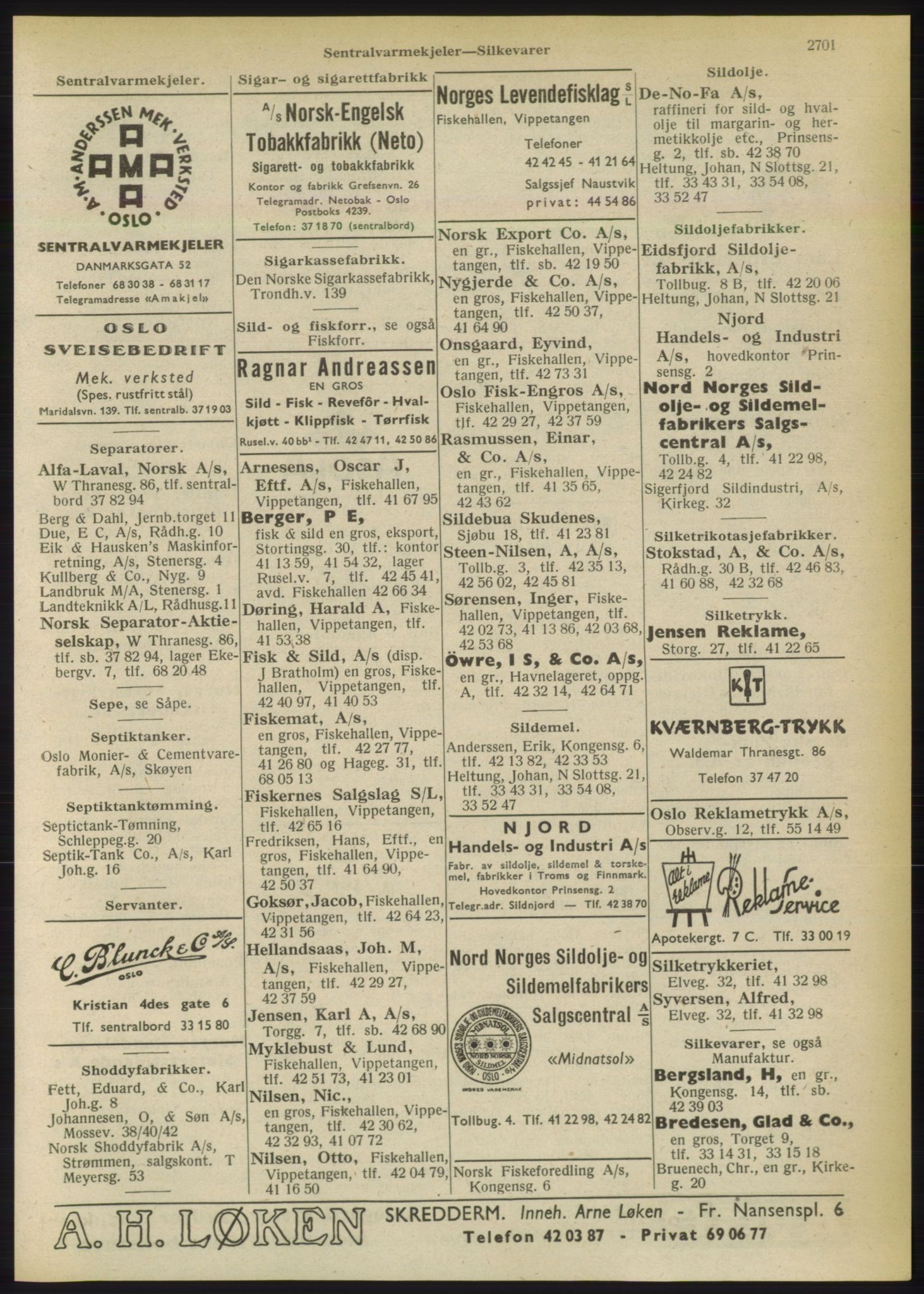 Kristiania/Oslo adressebok, PUBL/-, 1949, s. 2701